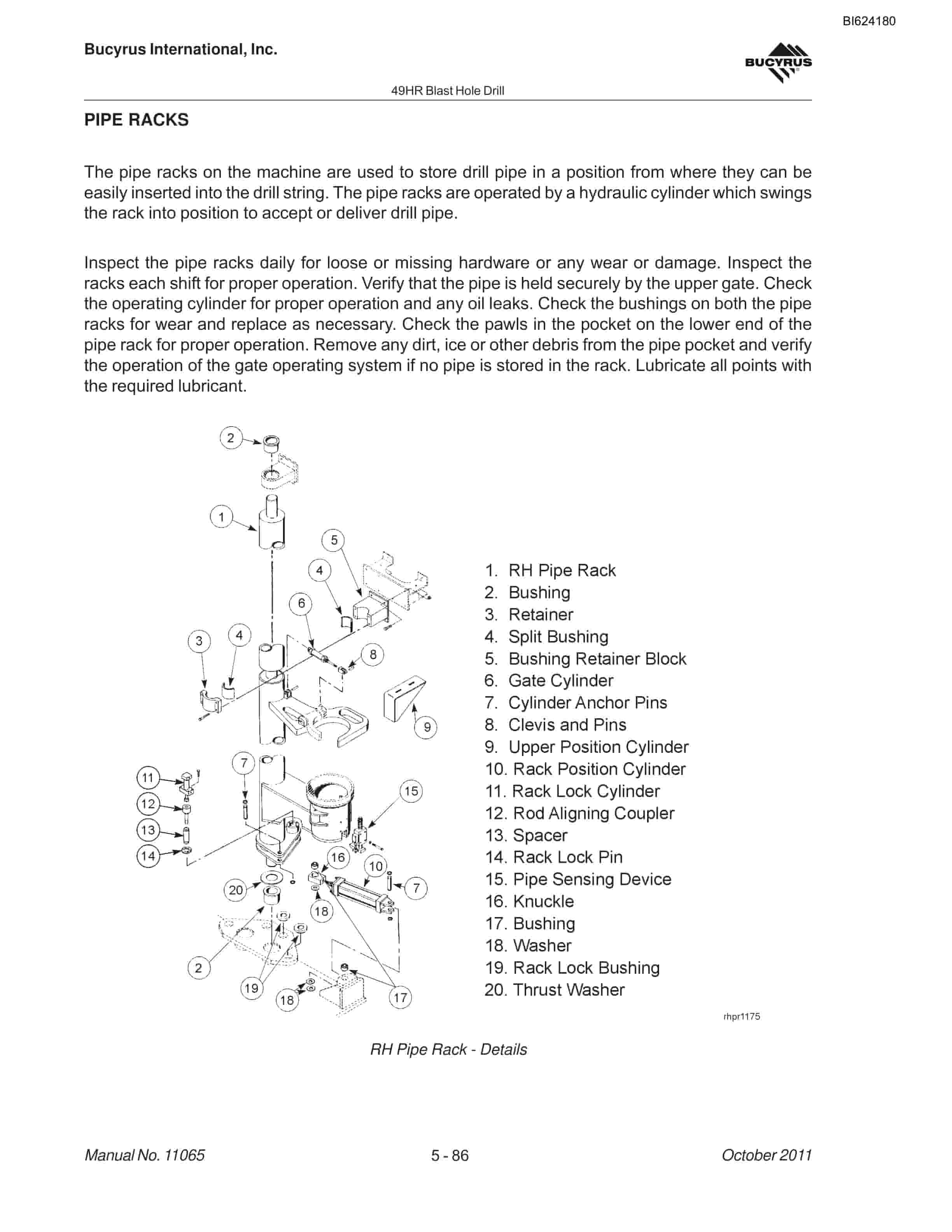 Bucyrus 49HR Blast Hole Drill Maintenance And Operation Manual BI624180-4
