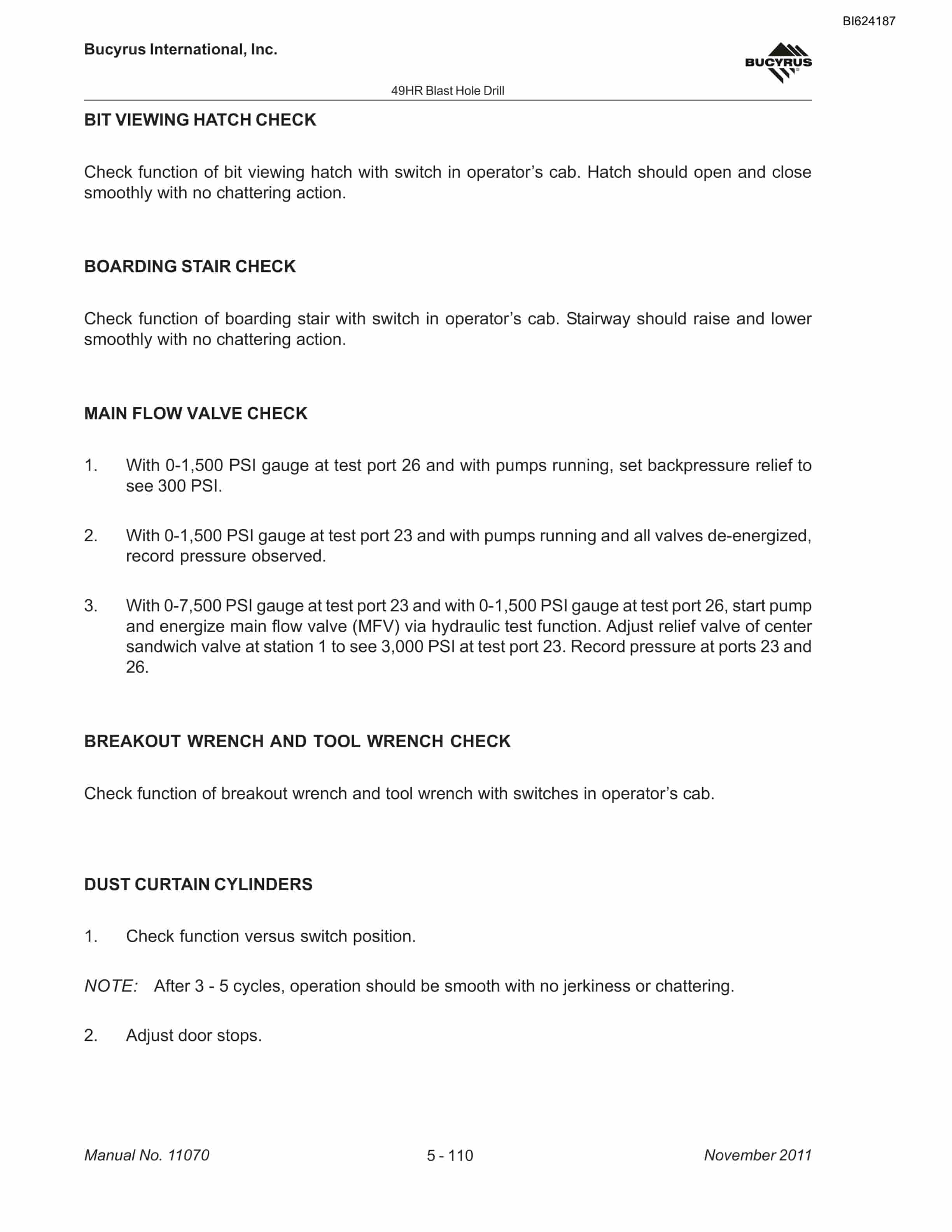Bucyrus 49HR Blast Hole Drill Maintenance And Operation Manual BI624187-5