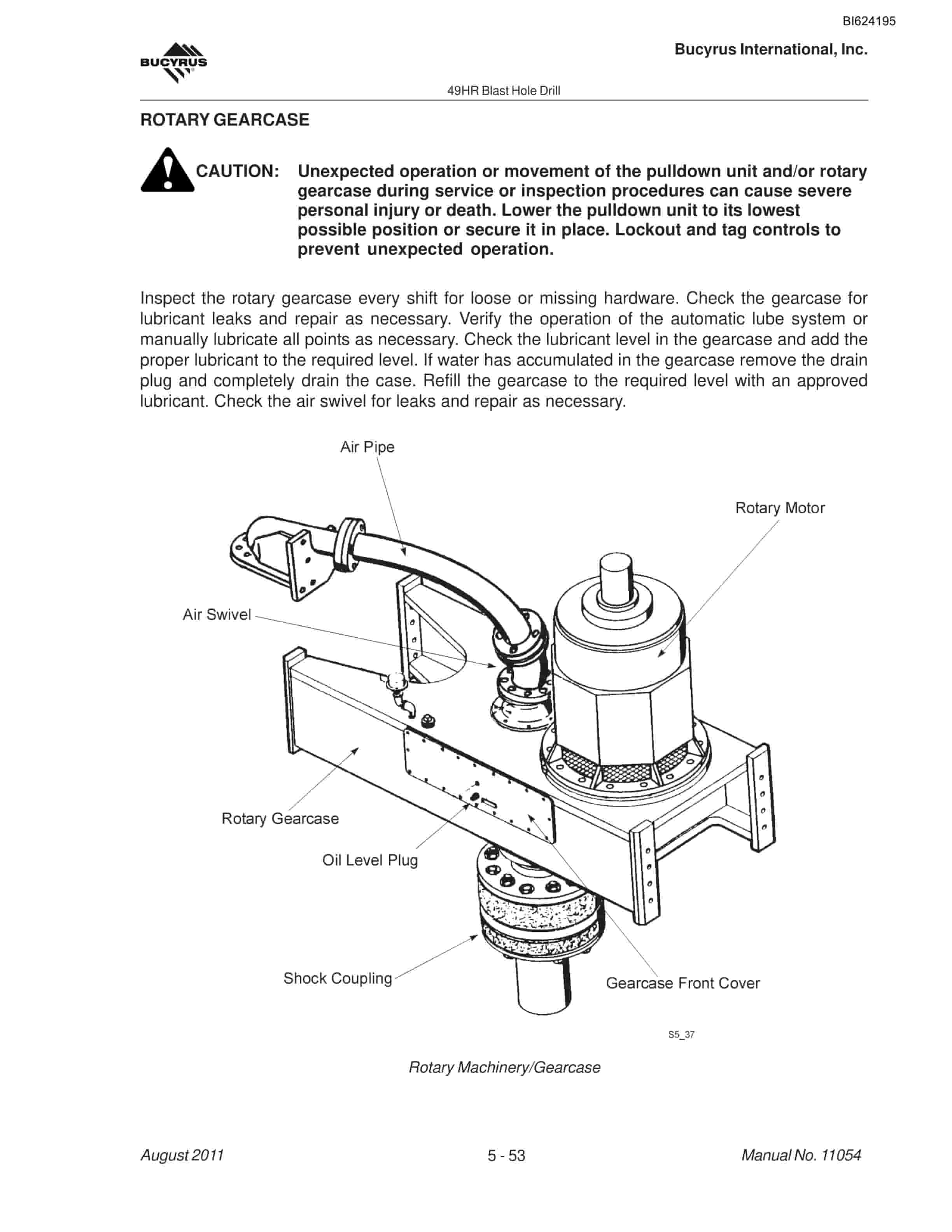 Bucyrus 49HR Blast Hole Drill Maintenance And Operation Manual BI624195-3