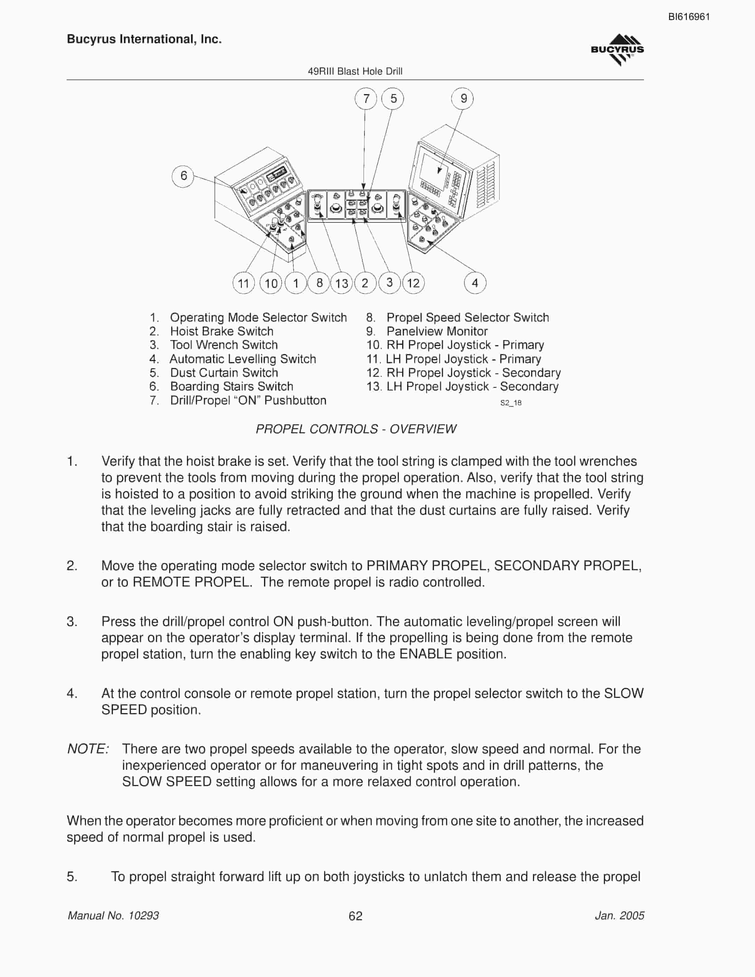 Bucyrus 49HR Blast Hole Drill Operators Manual BI616961-2