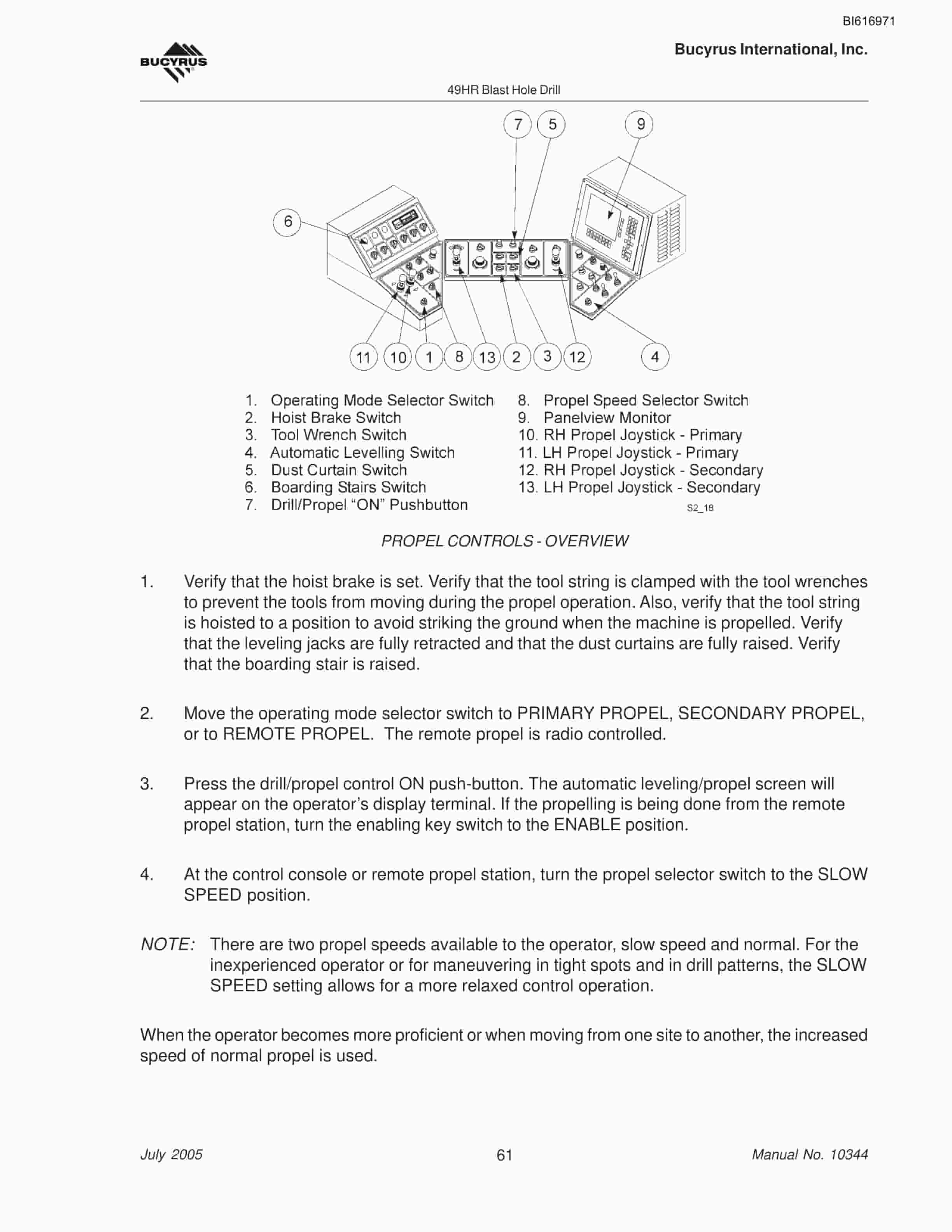Bucyrus 49HR Blast Hole Drill Operators Manual BI616971-2