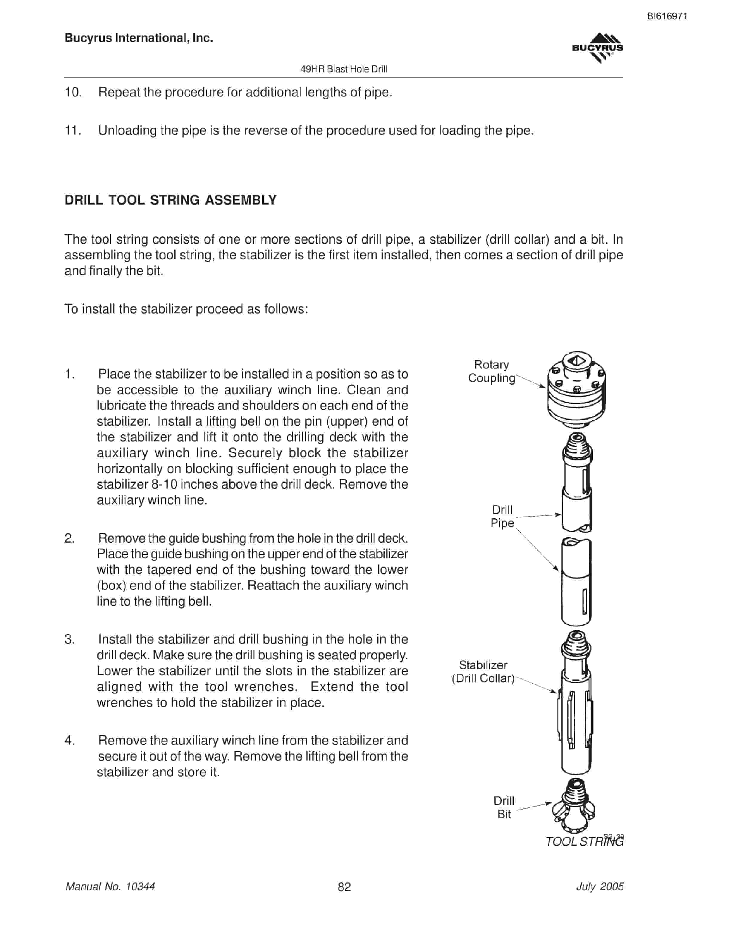 Bucyrus 49HR Blast Hole Drill Operators Manual BI616971-3