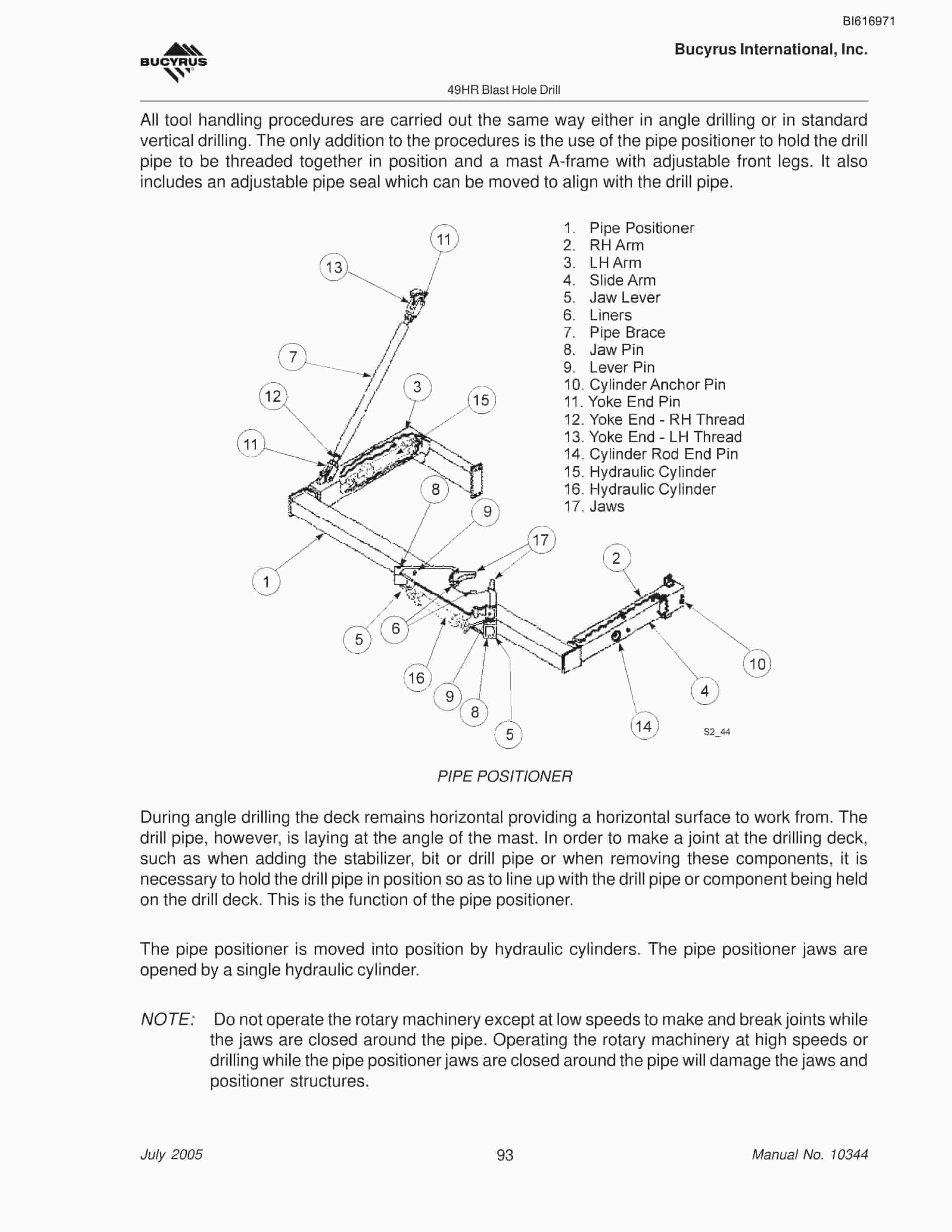 Bucyrus 49HR Blast Hole Drill Operators Manual BI616971-4