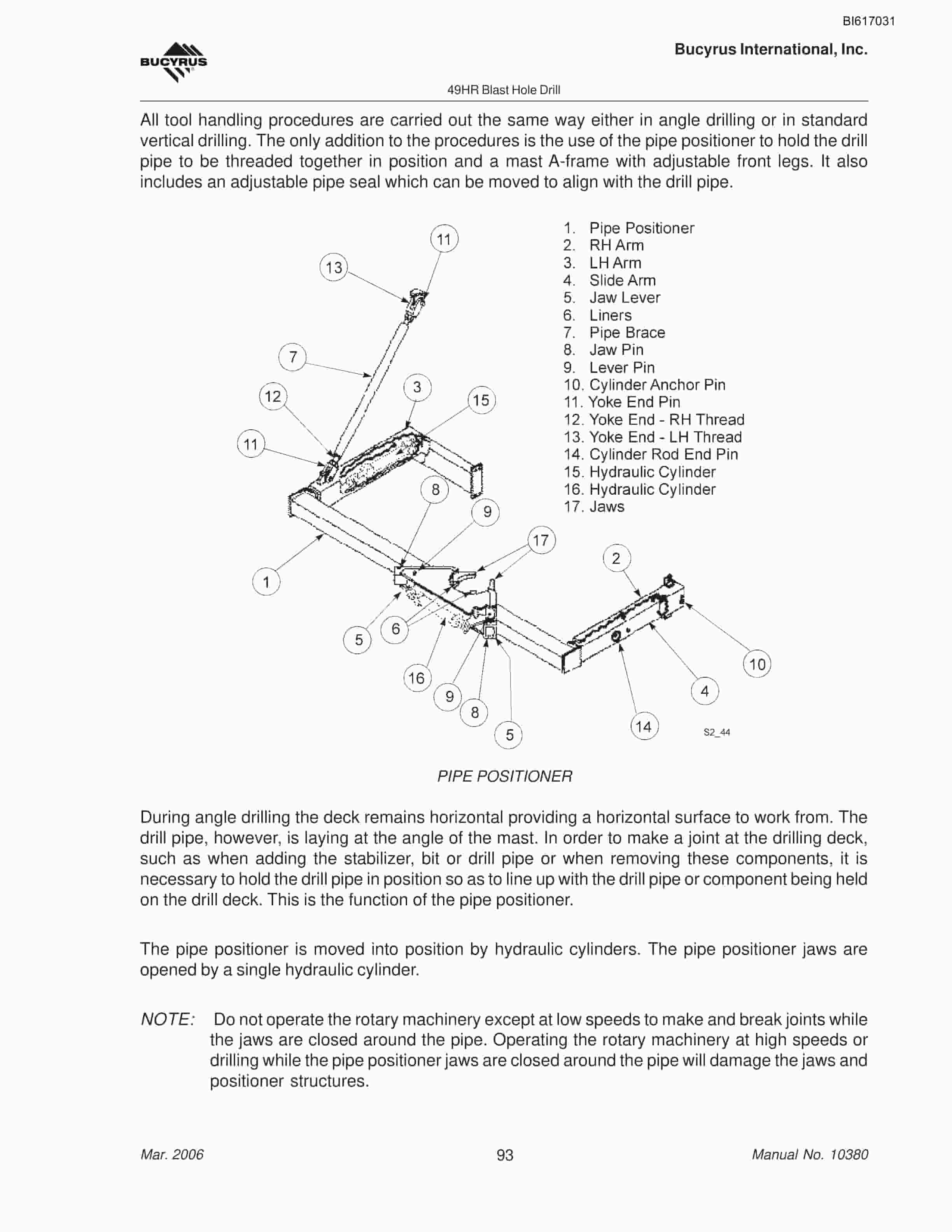 Bucyrus 49HR Blast Hole Drill Operators Manual BI617031-4