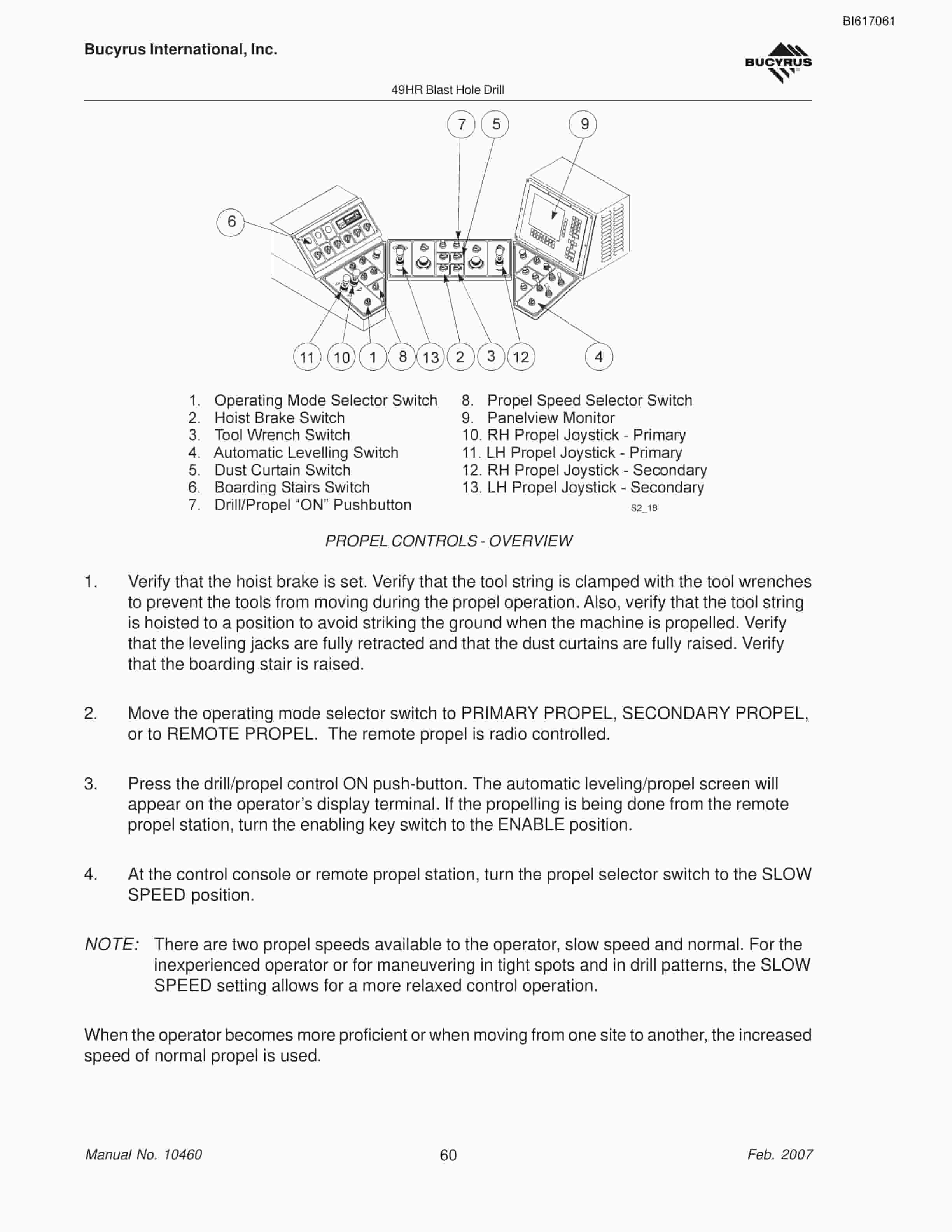 Bucyrus 49HR Blast Hole Drill Operators Manual BI617061-2