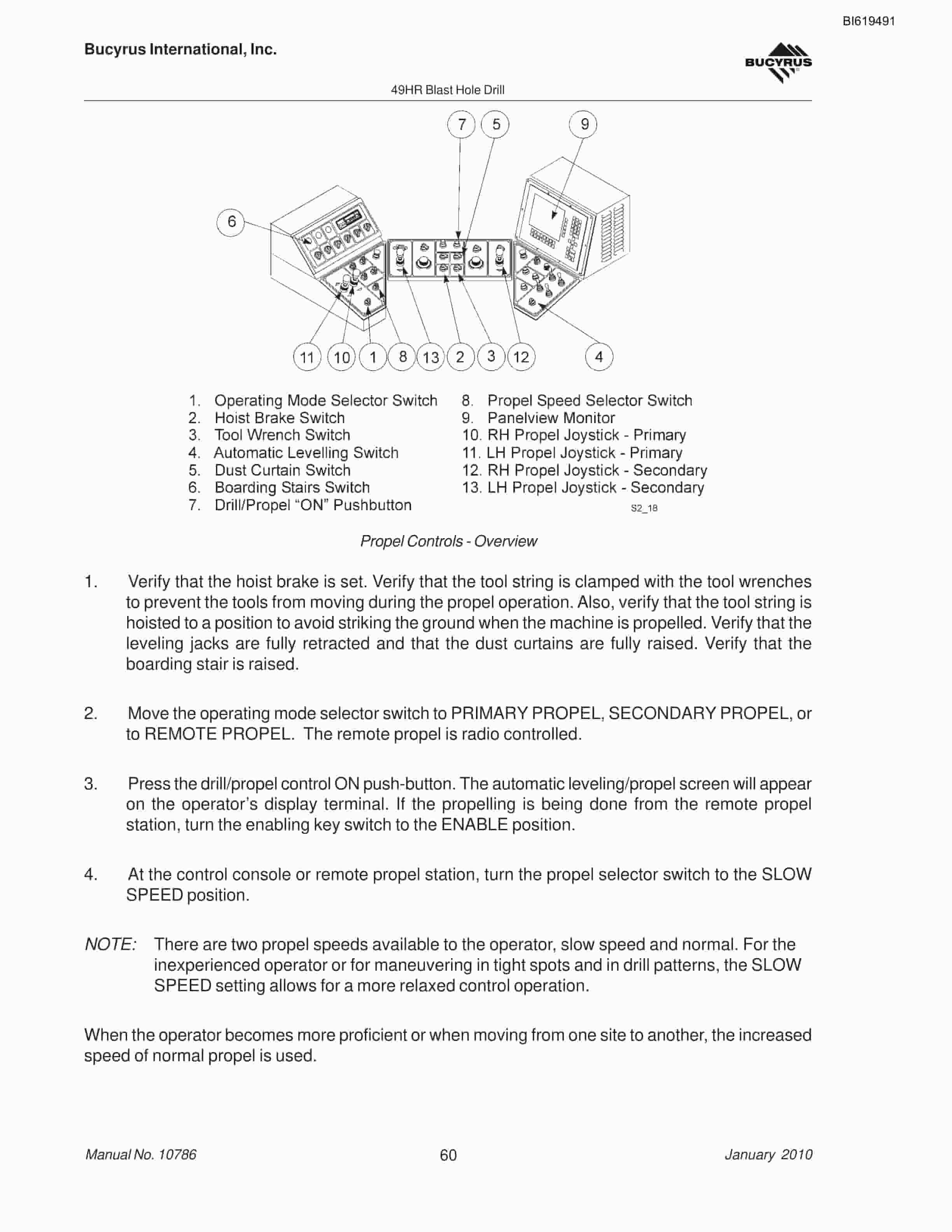 Bucyrus 49HR Blast Hole Drill Operators Manual BI619491-2