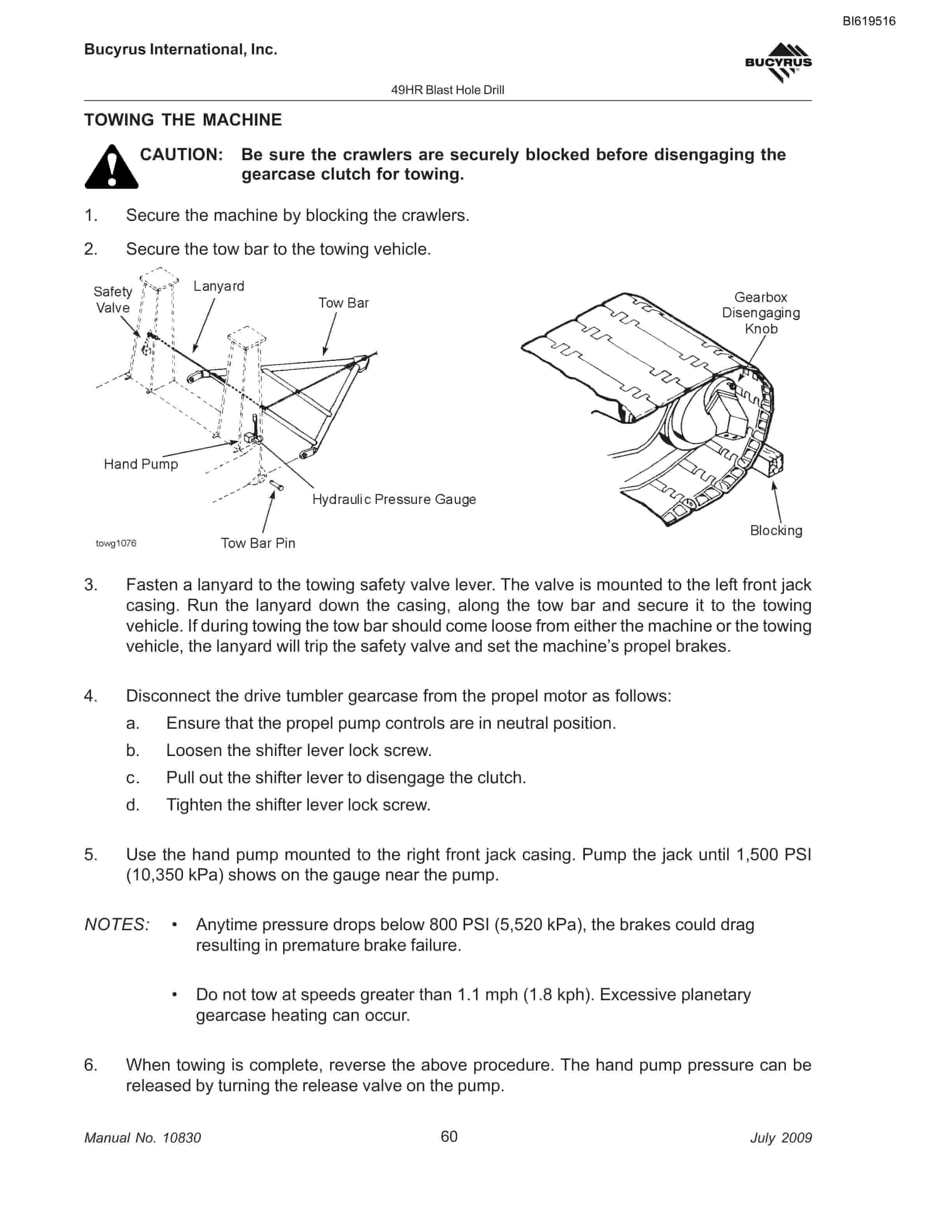 Bucyrus 49HR Blast Hole Drill Operators Manual BI619516-2