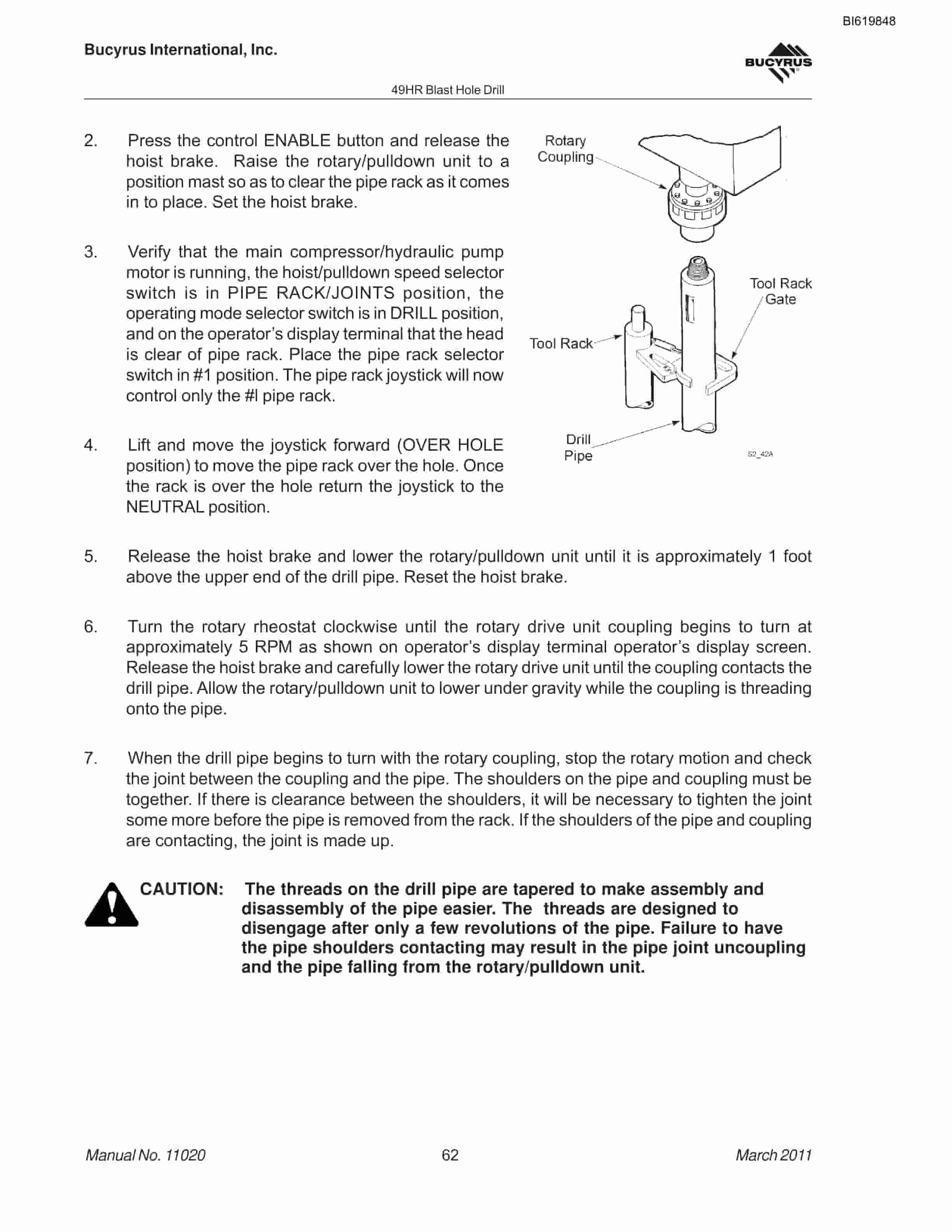 Bucyrus 49HR Blast Hole Drill Operators Manual BI619848-3