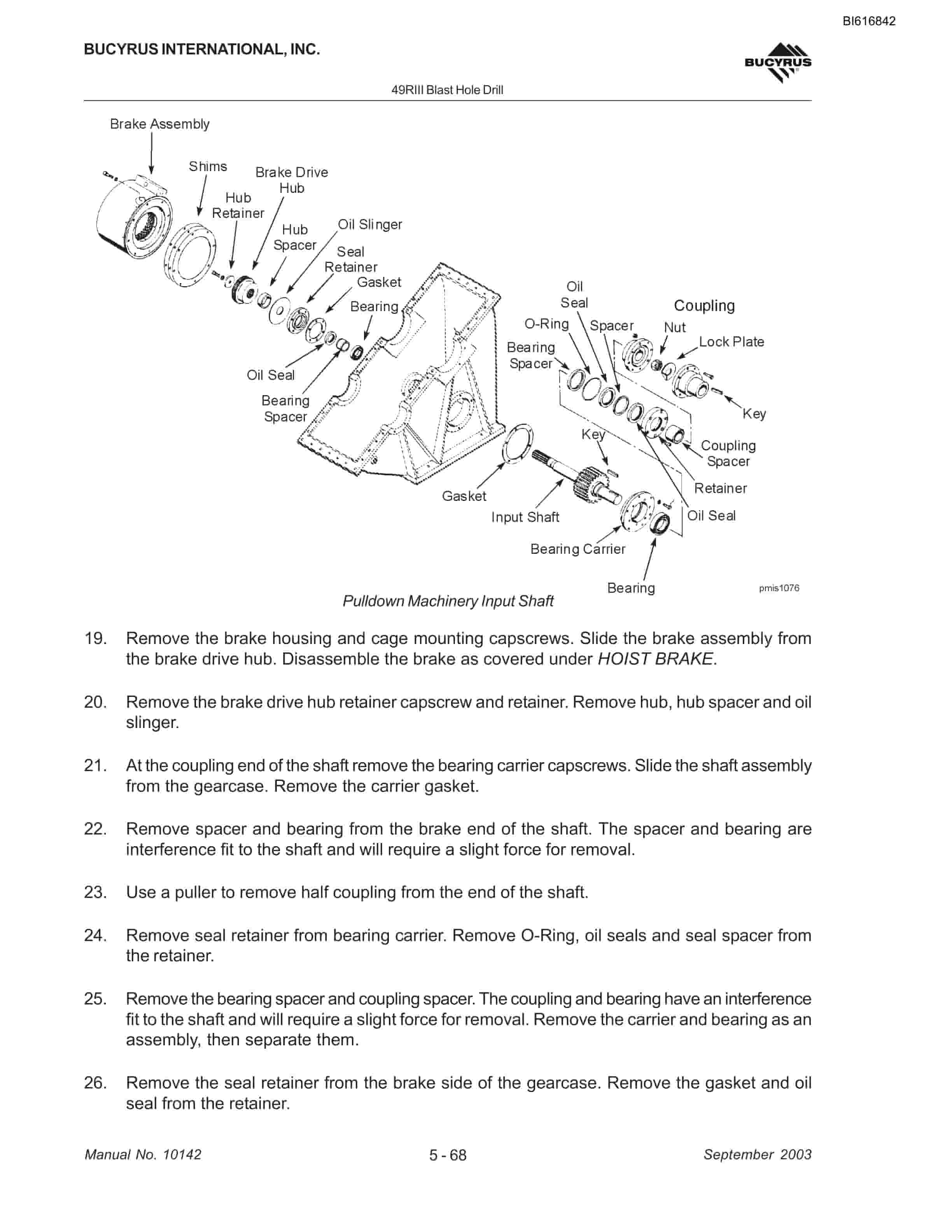 Bucyrus 49RIII Blast Hole Drill Maintenance And Operation Manual BI616842-3