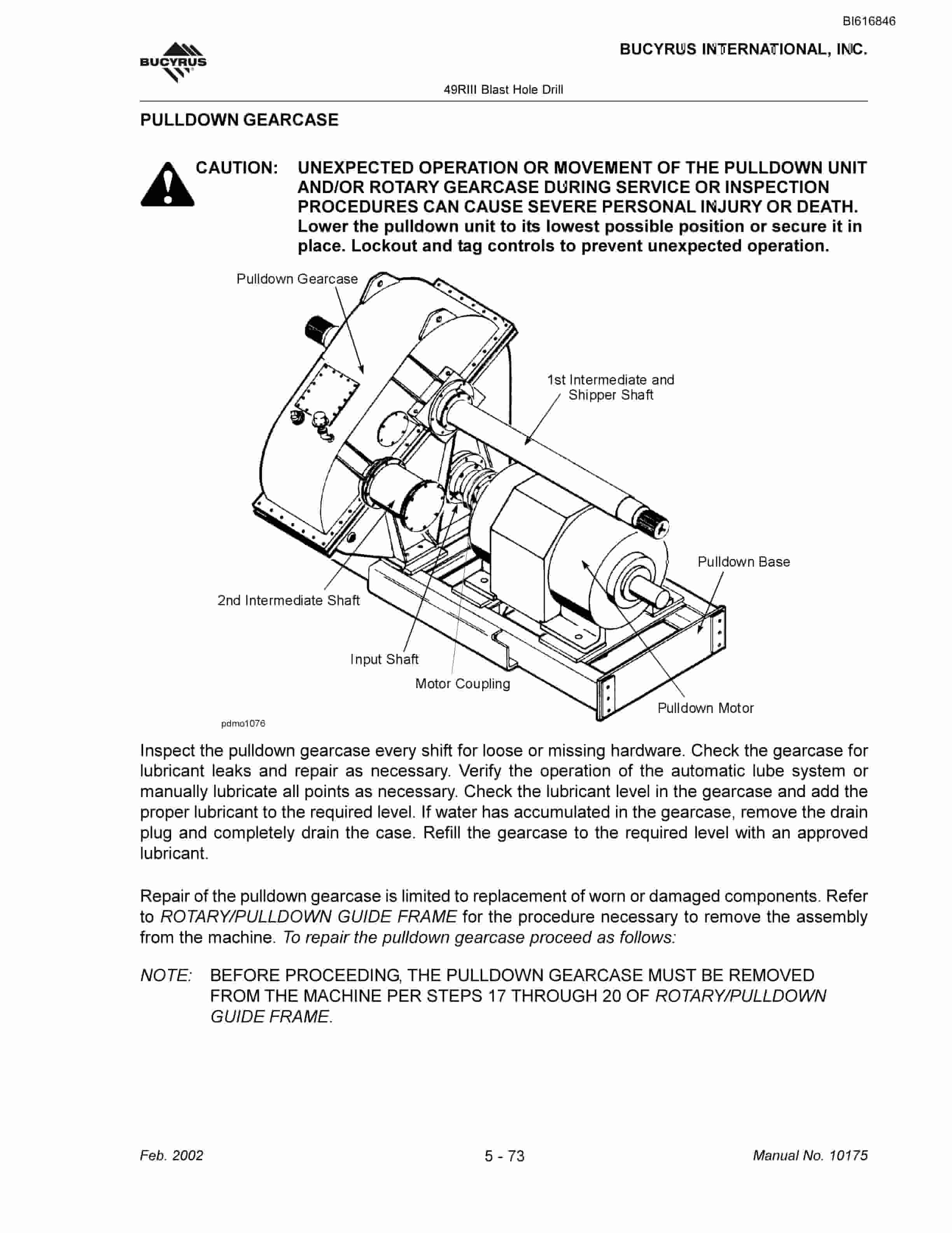 Bucyrus 49RIII Blast Hole Drill Maintenance And Operation Manual BI616846-3