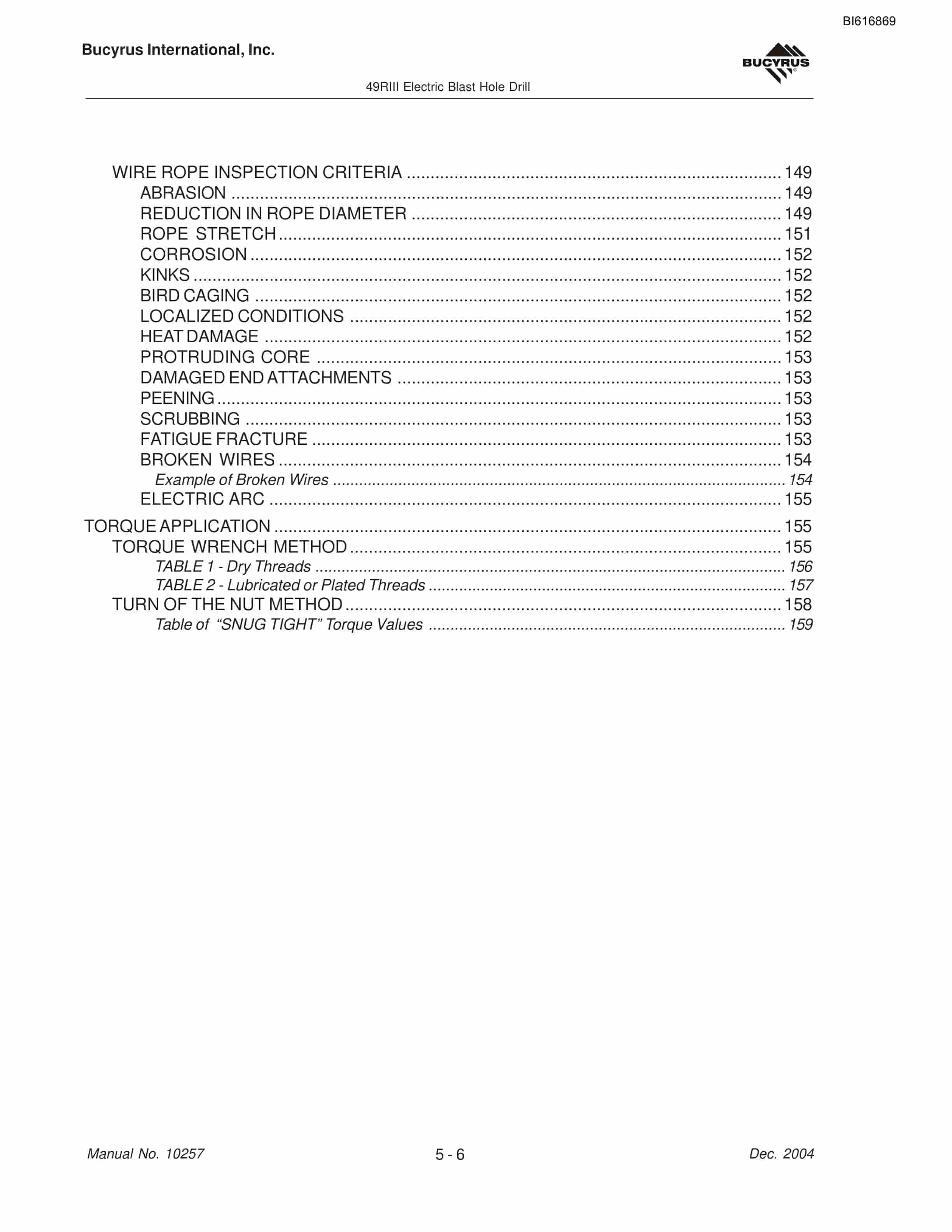 Bucyrus 49RIII Blast Hole Drill Maintenance And Operation Manual BI616869-2