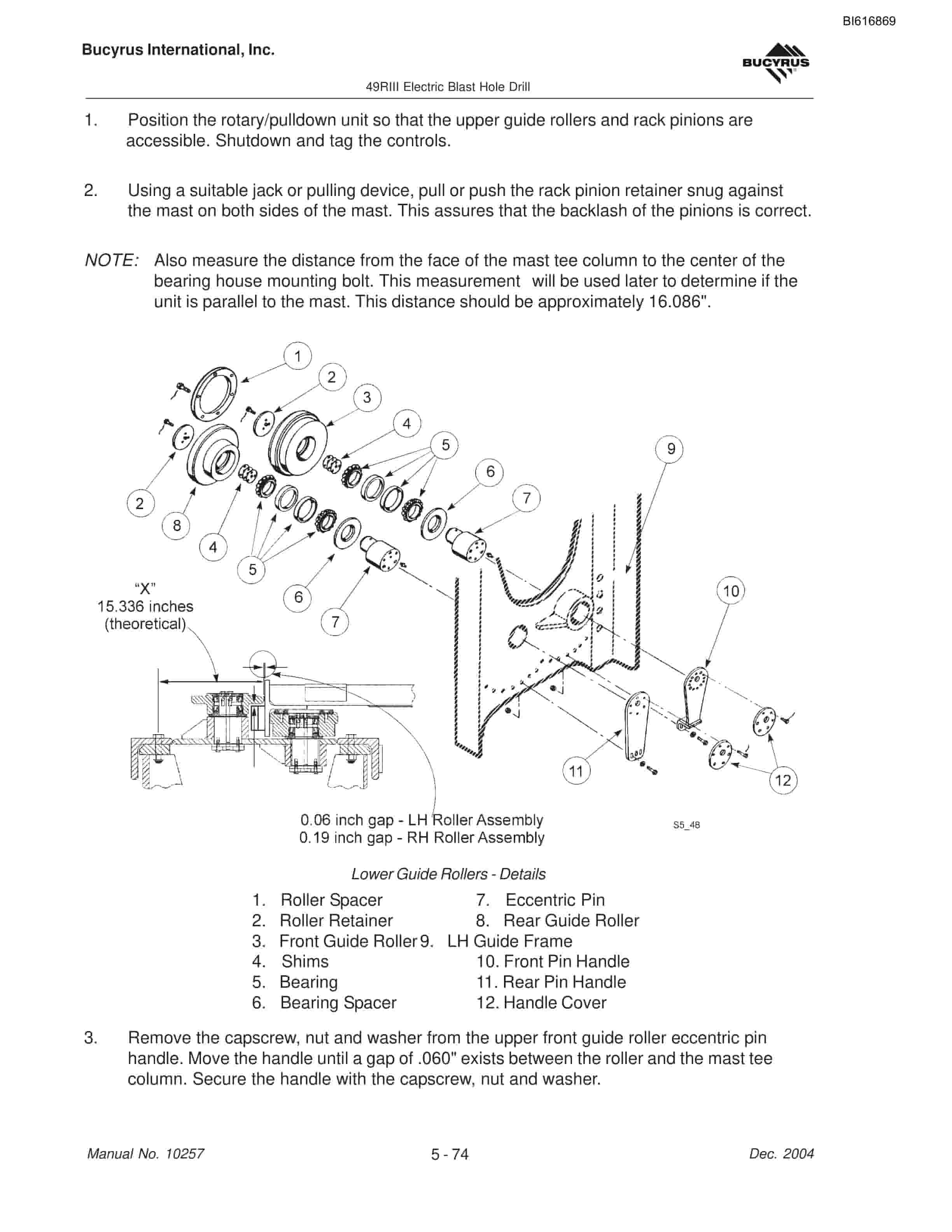 Bucyrus 49RIII Blast Hole Drill Maintenance And Operation Manual BI616869-3