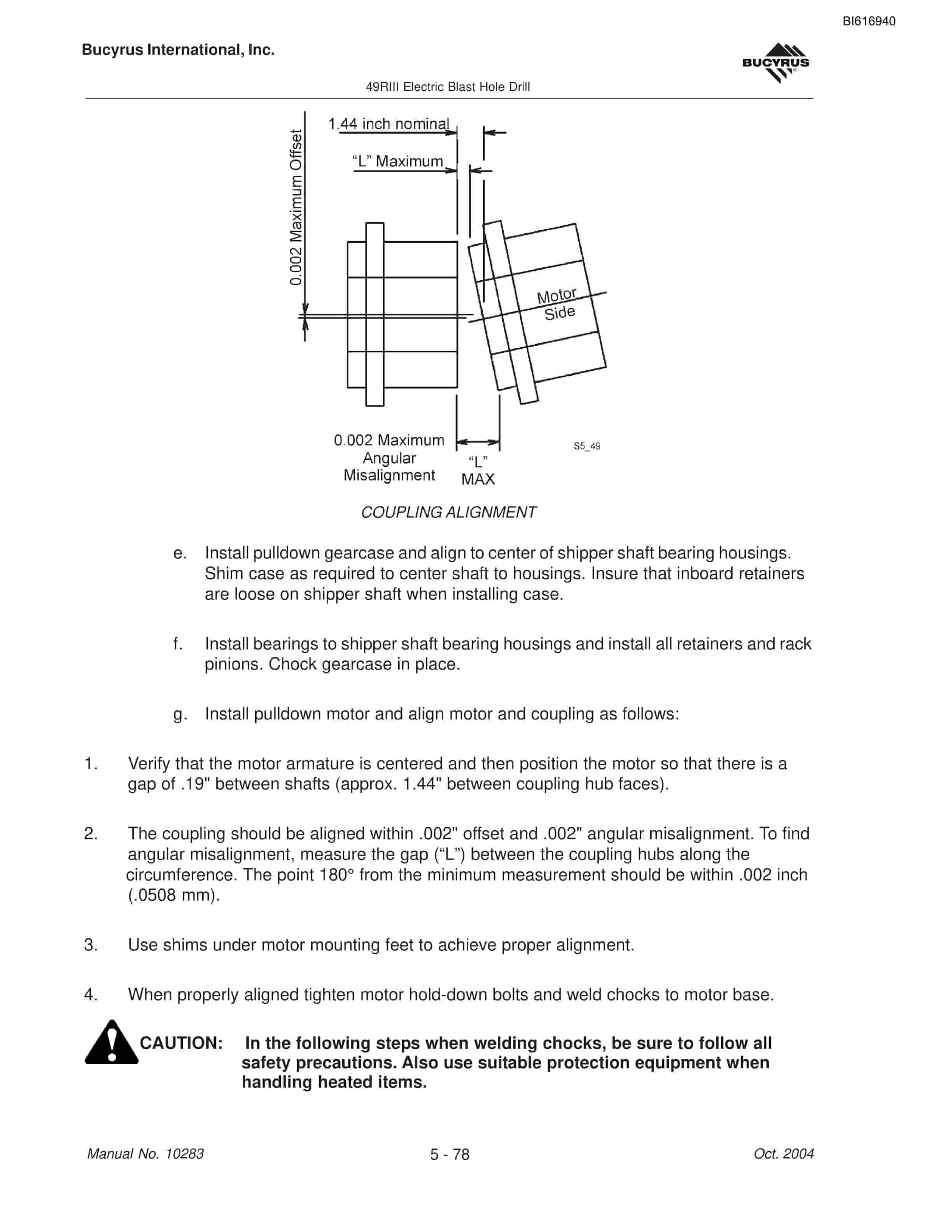 Bucyrus 49RIII Blast Hole Drill Maintenance And Operation Manual BI616940-3