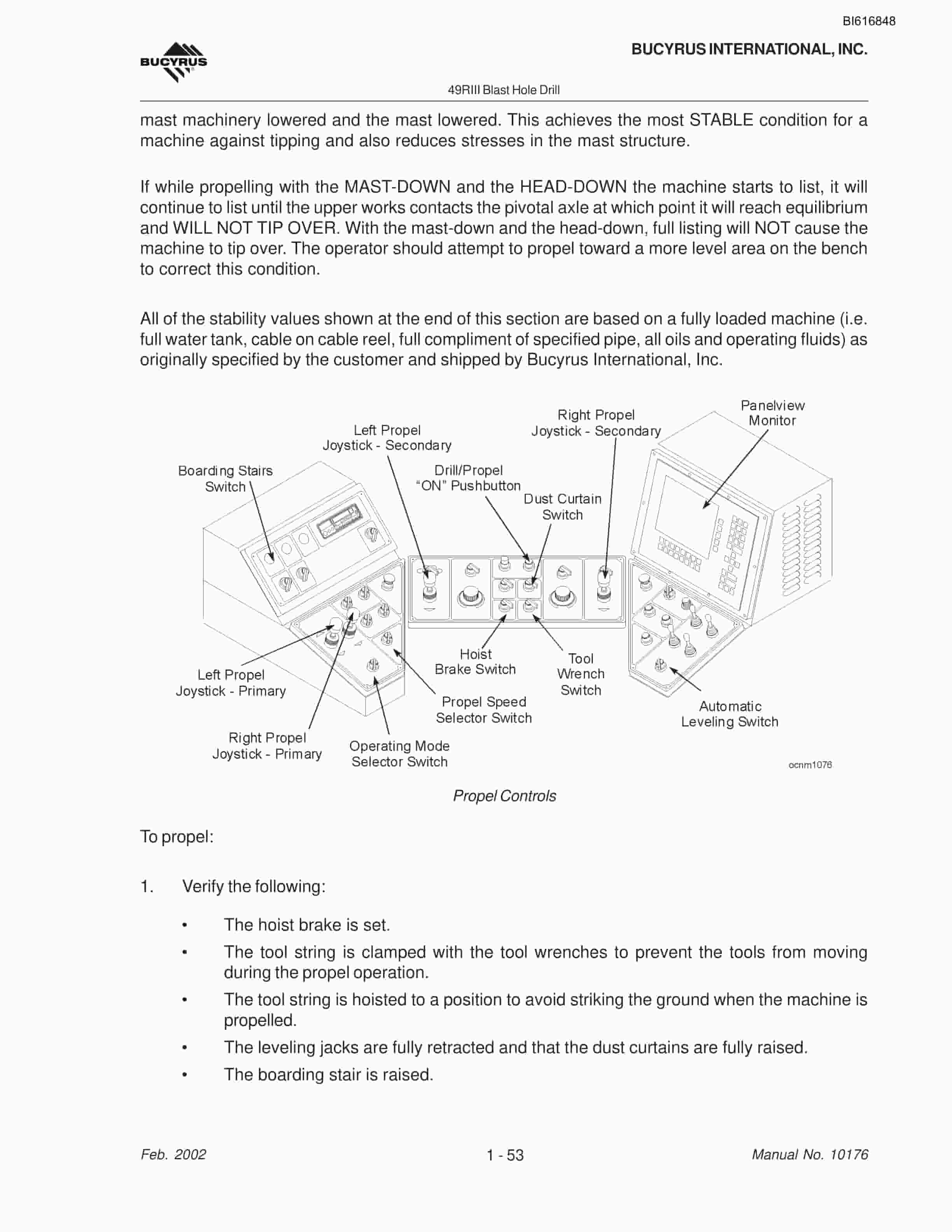 Bucyrus 49RIII Blast Hole Drill Operators Manual BI616848-2