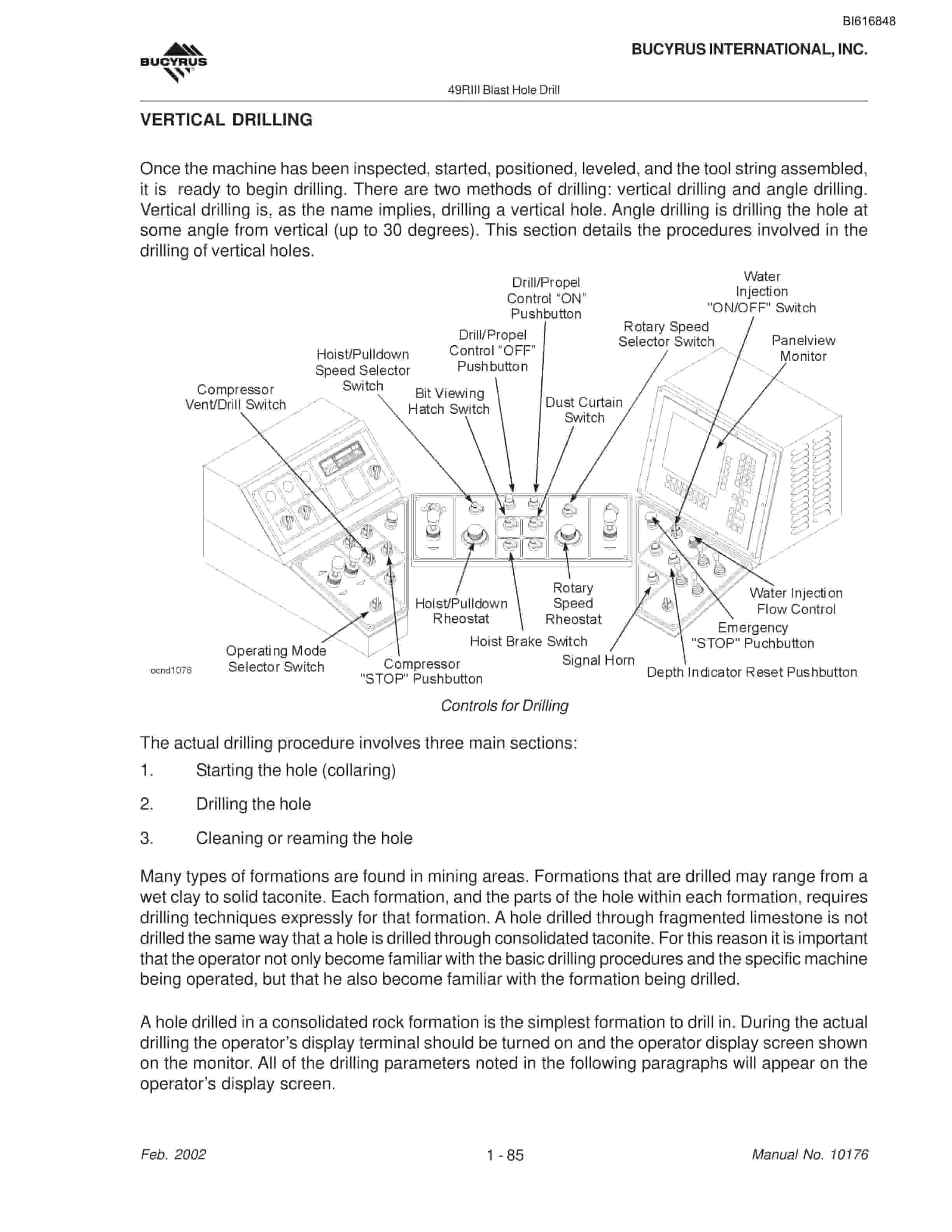 Bucyrus 49RIII Blast Hole Drill Operators Manual BI616848-5