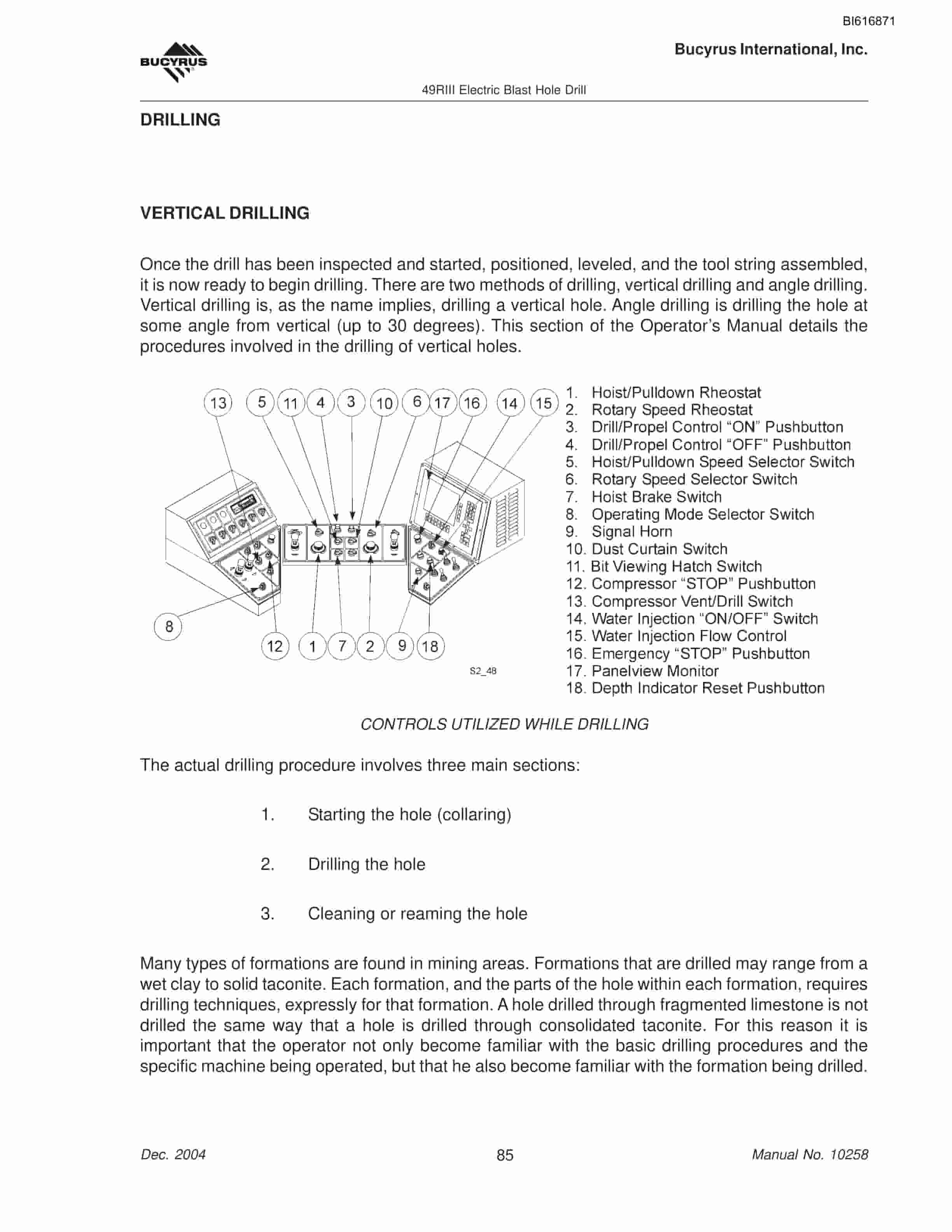 Bucyrus 49RIII Blast Hole Drill Operators Manual BI616871-5