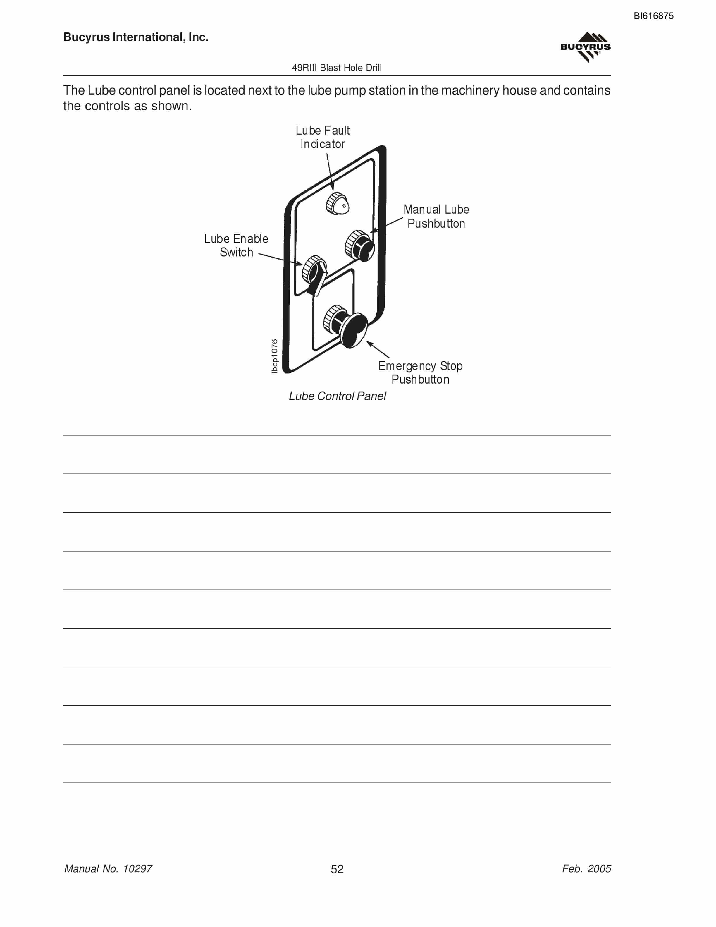 Bucyrus 49RIII Blast Hole Drill Operators Manual BI616875-2