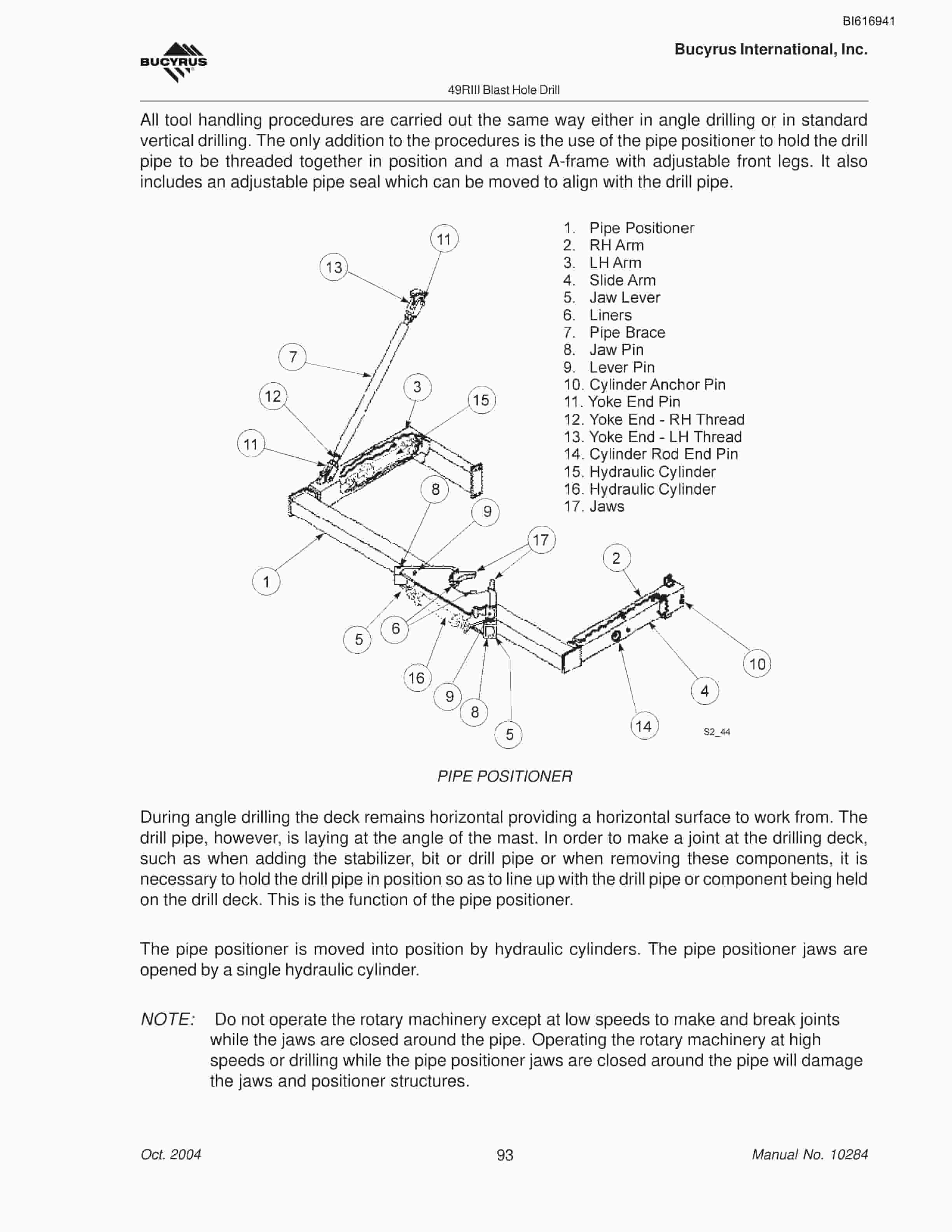 Bucyrus 49RIII Blast Hole Drill Operators Manual BI616941-4