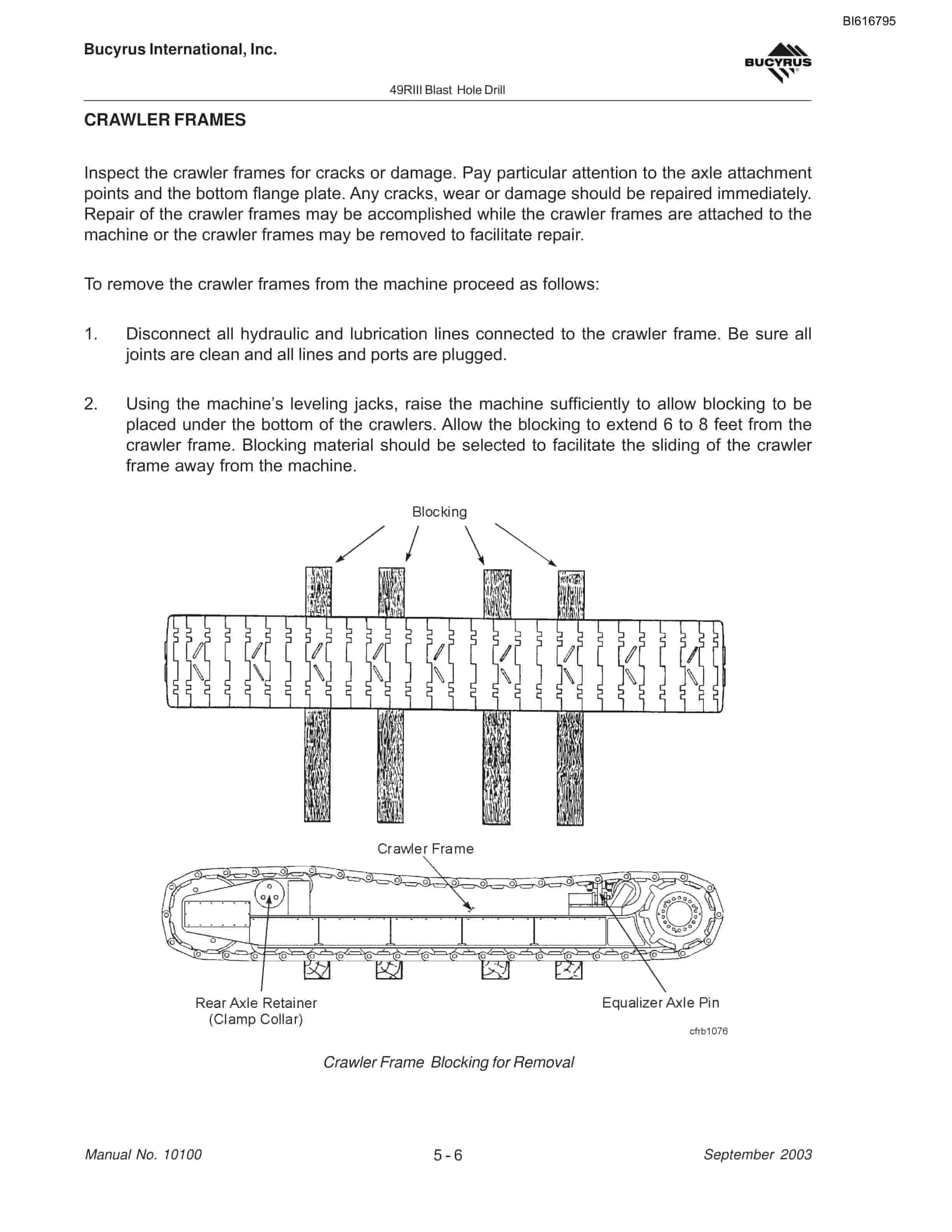 Bucyrus 49RIII Blast Hole Drill Technical Manual BI616795-2