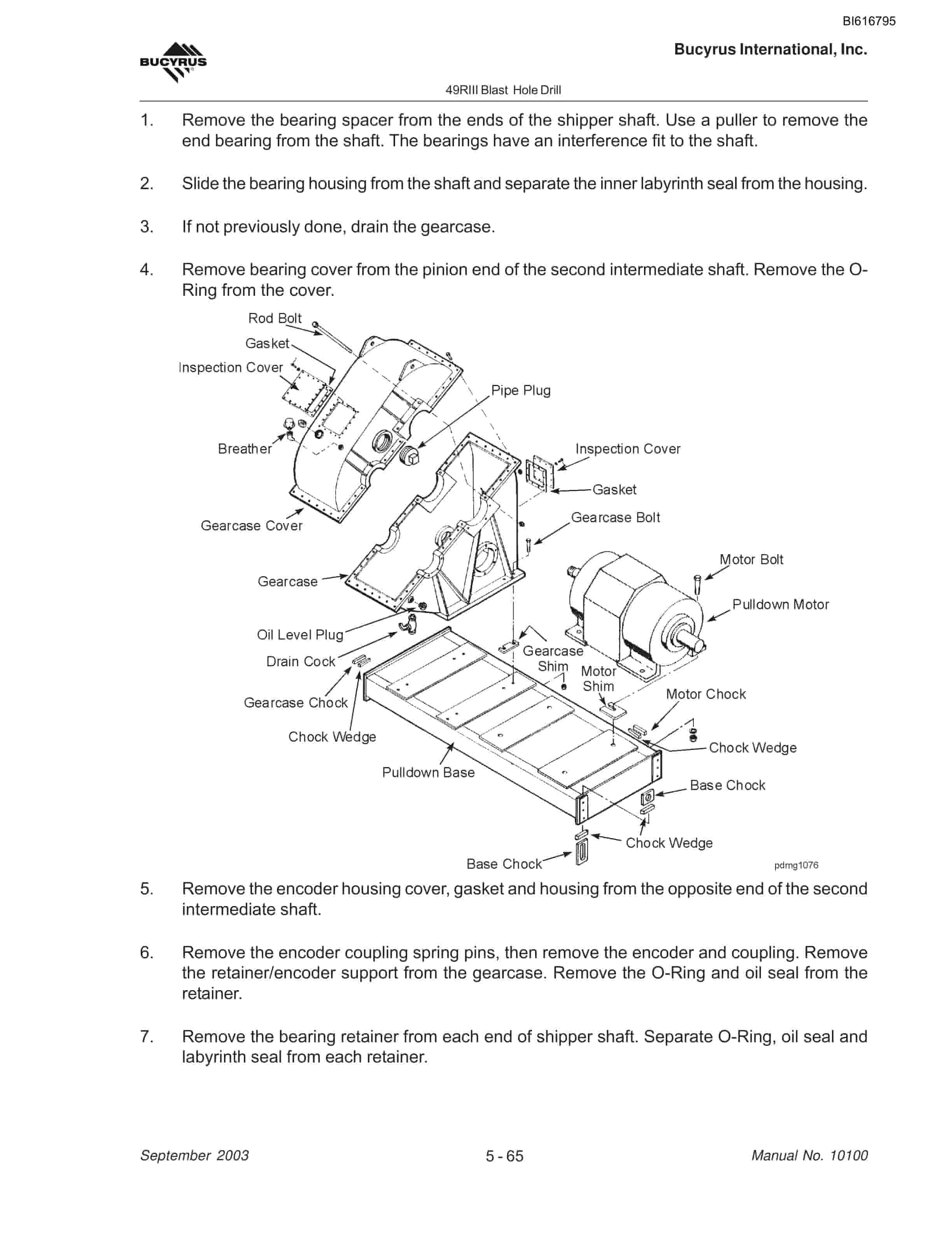 Bucyrus 49RIII Blast Hole Drill Technical Manual BI616795-3