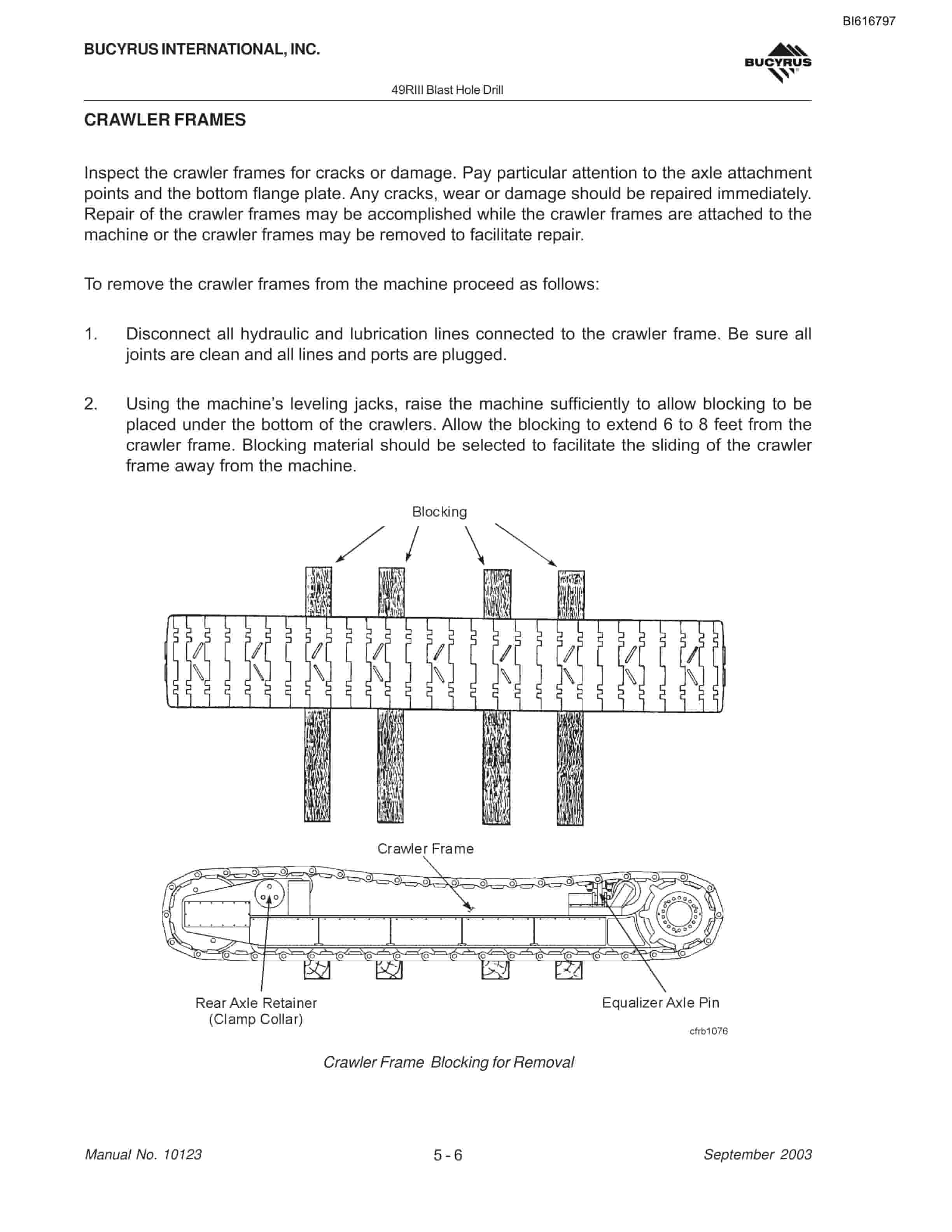 Bucyrus 49RIII Blast Hole Drill Technical Manual BI616797-2