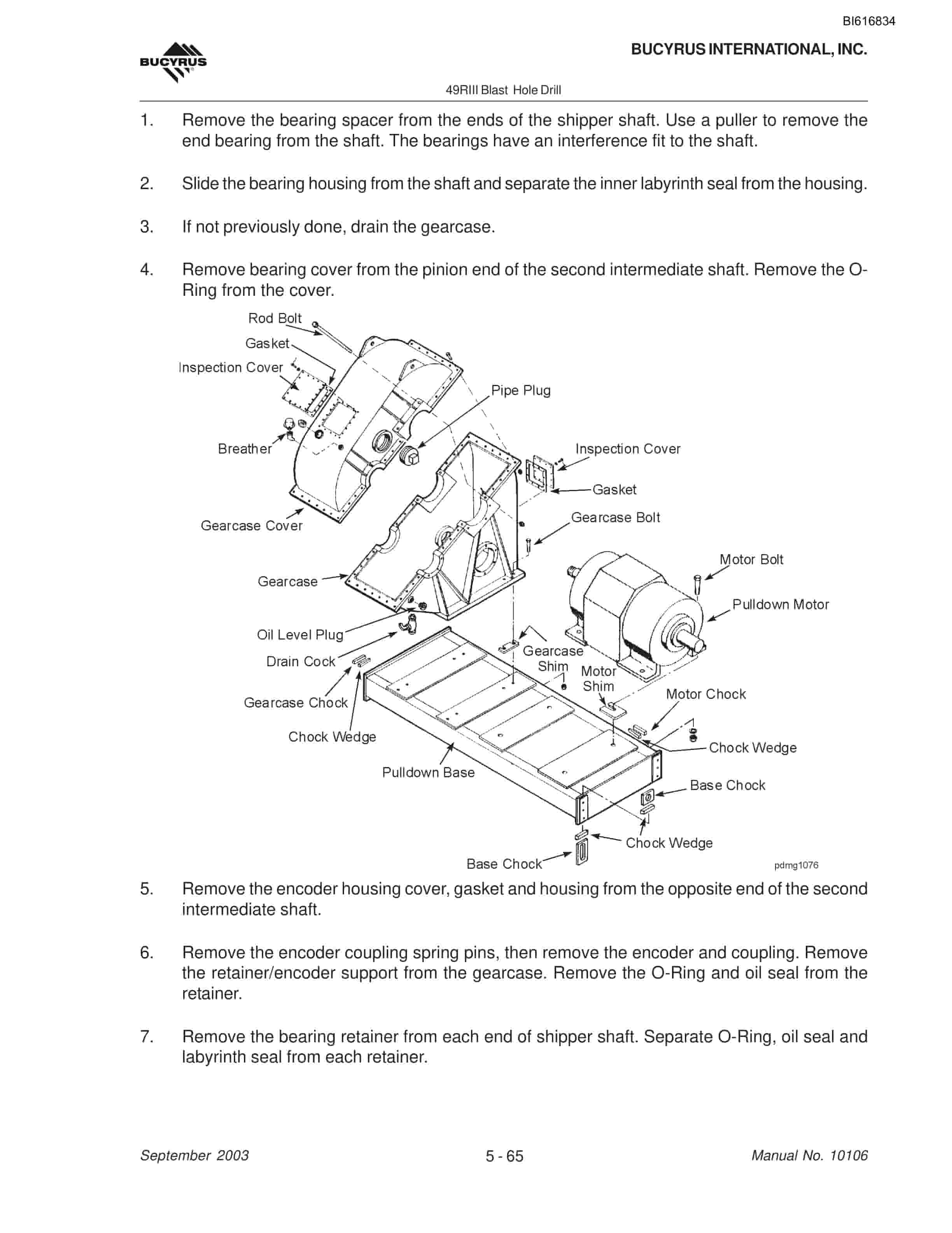 Bucyrus 49RIII Blast Hole Drill Technical Manual BI616834-3