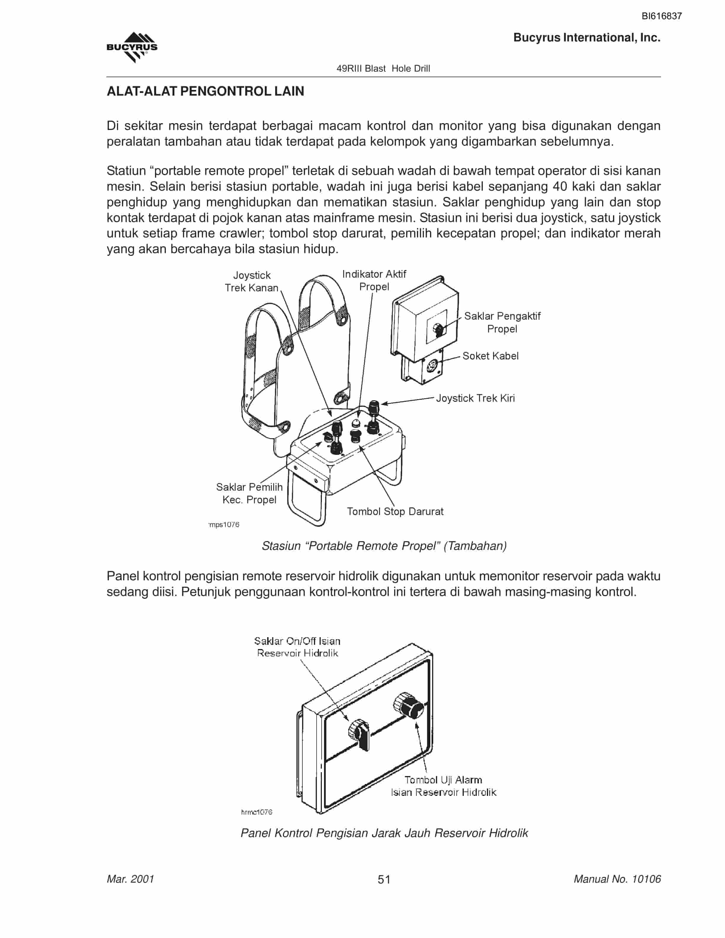 Bucyrus 49RIII Blast Hole Drill Technical Manual BI616837-2