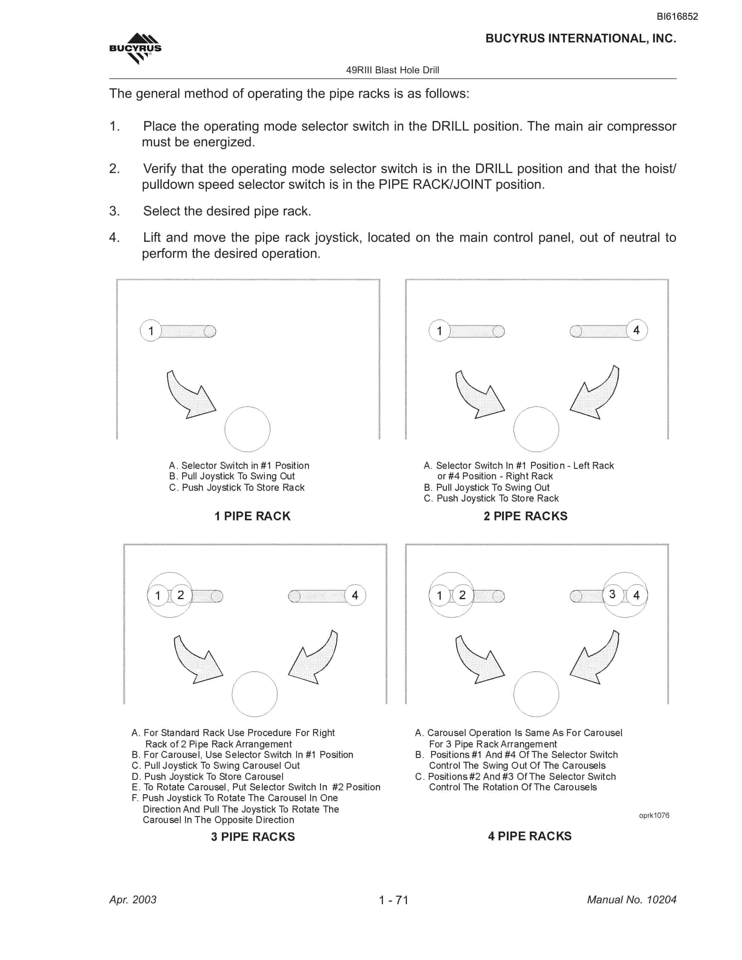 Bucyrus 49RIII Blast Hole Drill Technical Manual BI616852-3