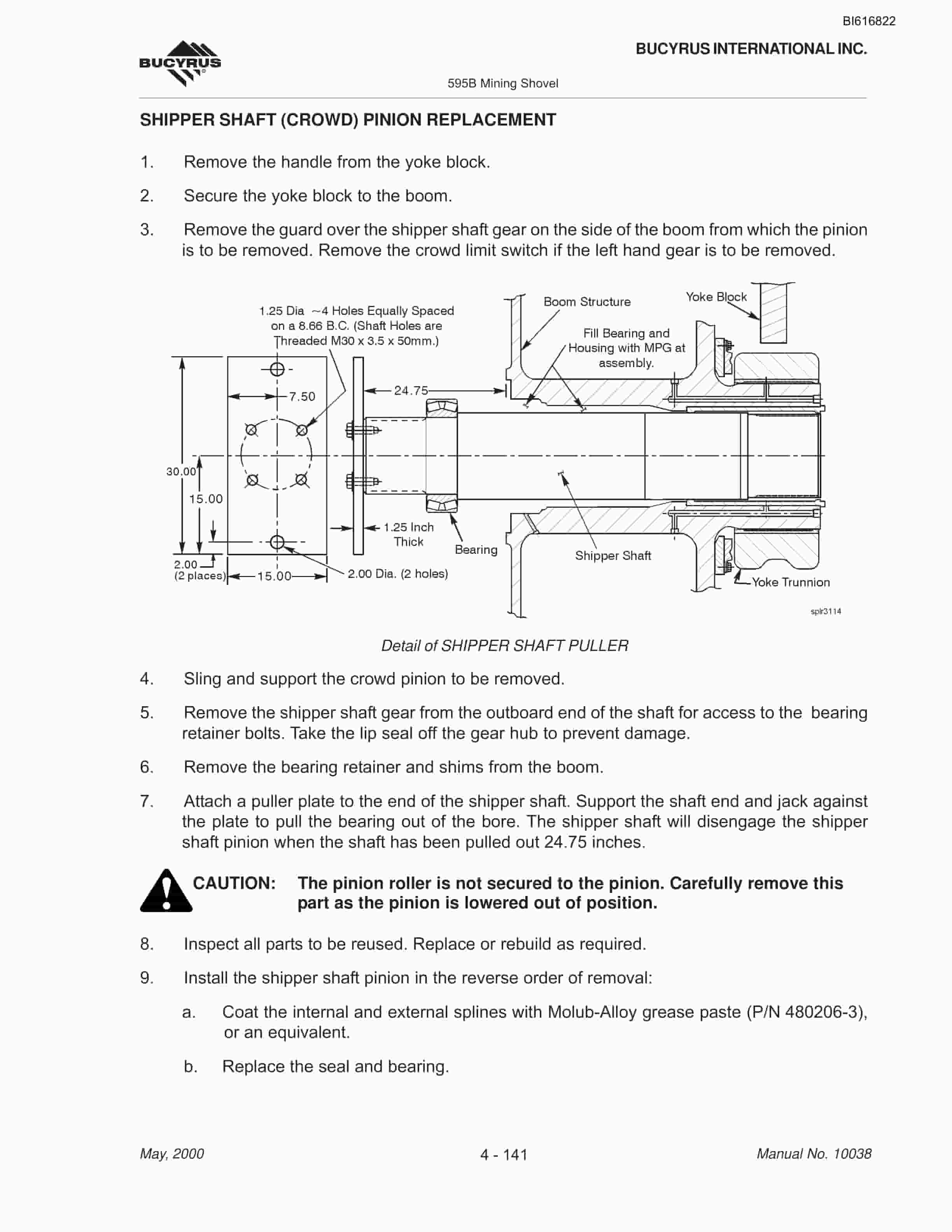 Bucyrus 595B Mining Shovel Technical Manual BI616822-2
