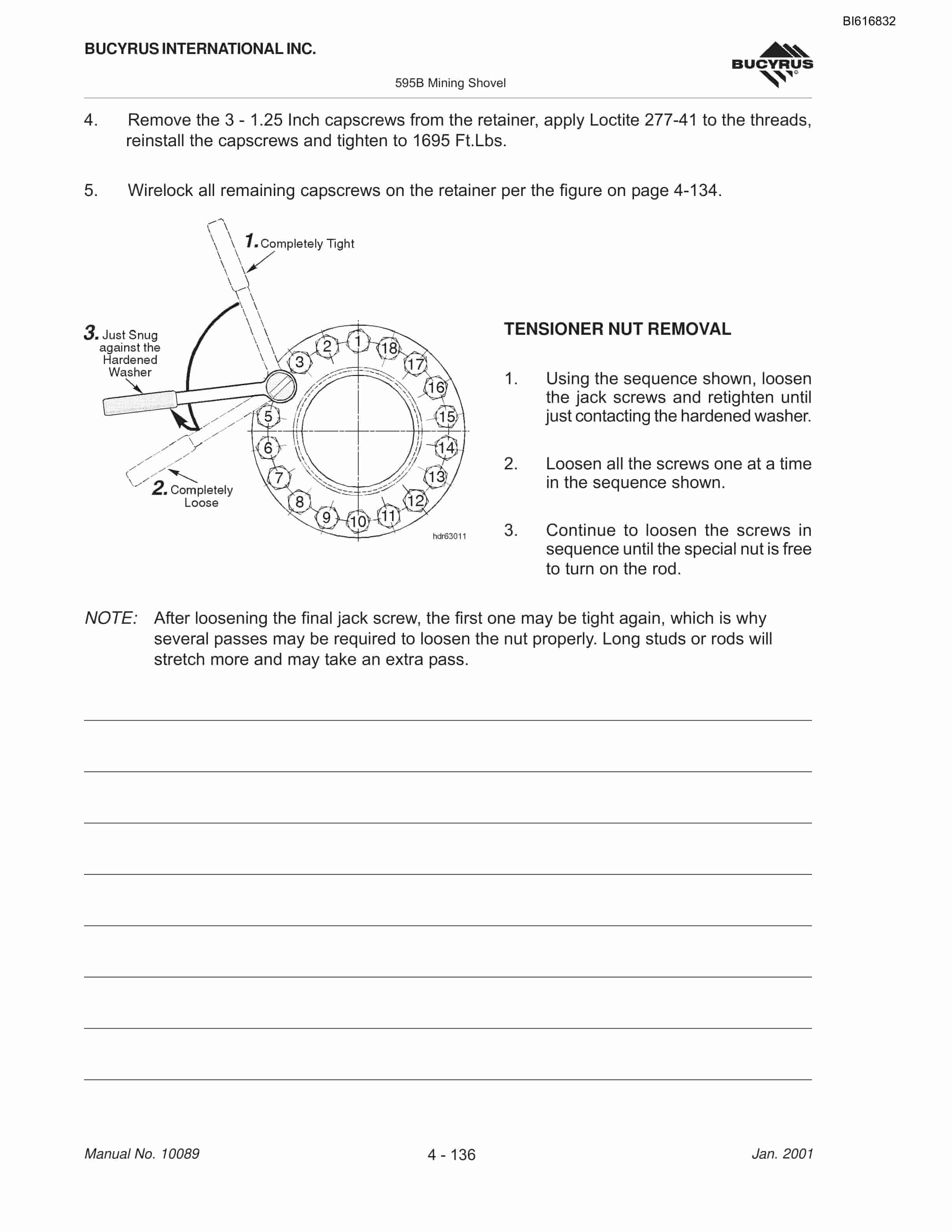 Bucyrus 595B Mining Shovel Technical Manual BI616832-2