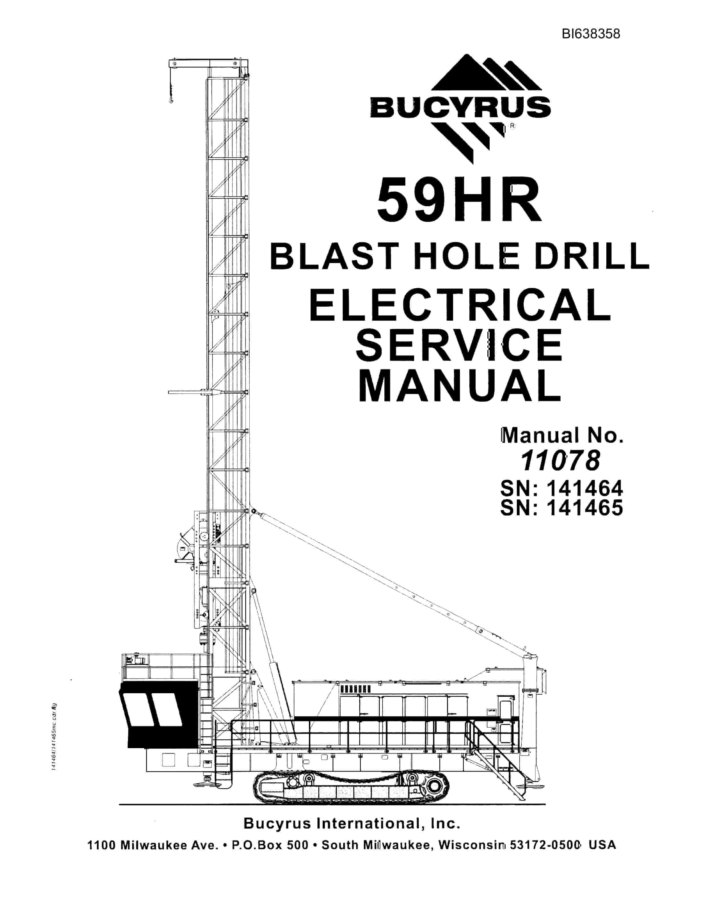 Bucyrus 59HR Blast Hole Drill Electrical Service Manual BI638358