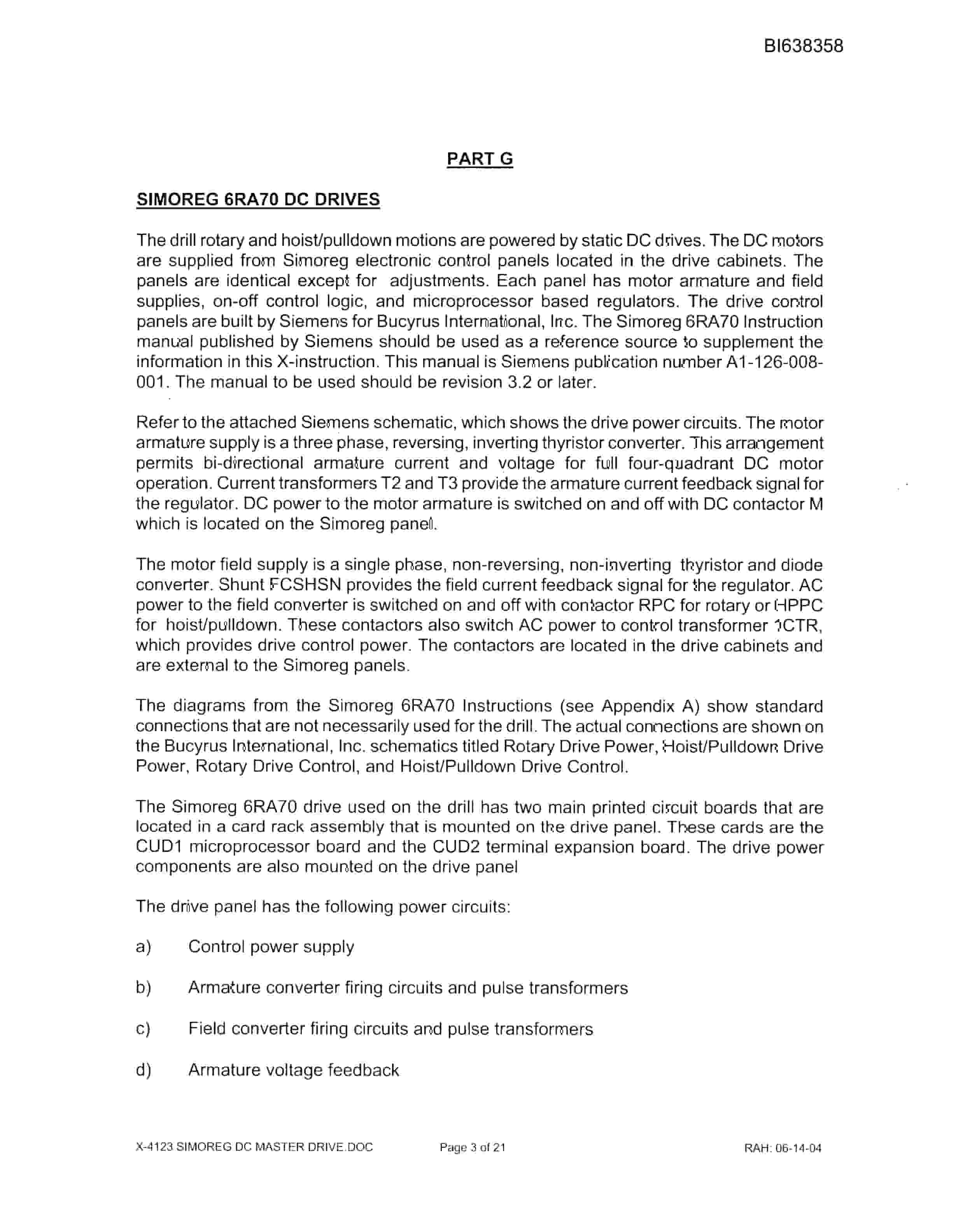 Bucyrus 59HR Blast Hole Drill Electrical Service Manual BI638358-2
