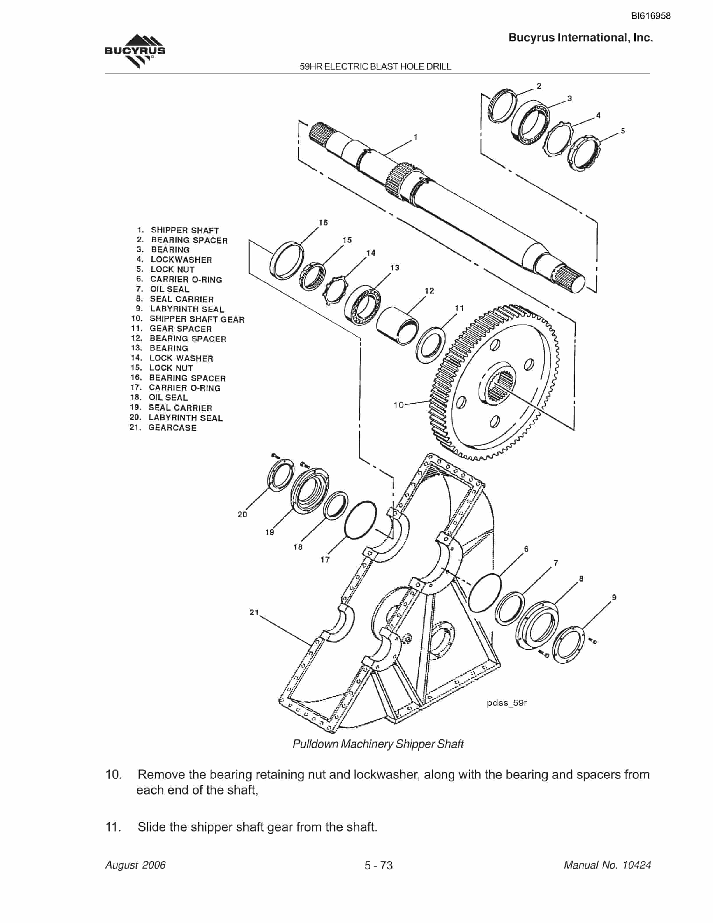 Bucyrus 59HR Blast Hole Drill Maintenance And Operation Manual BI616958-3