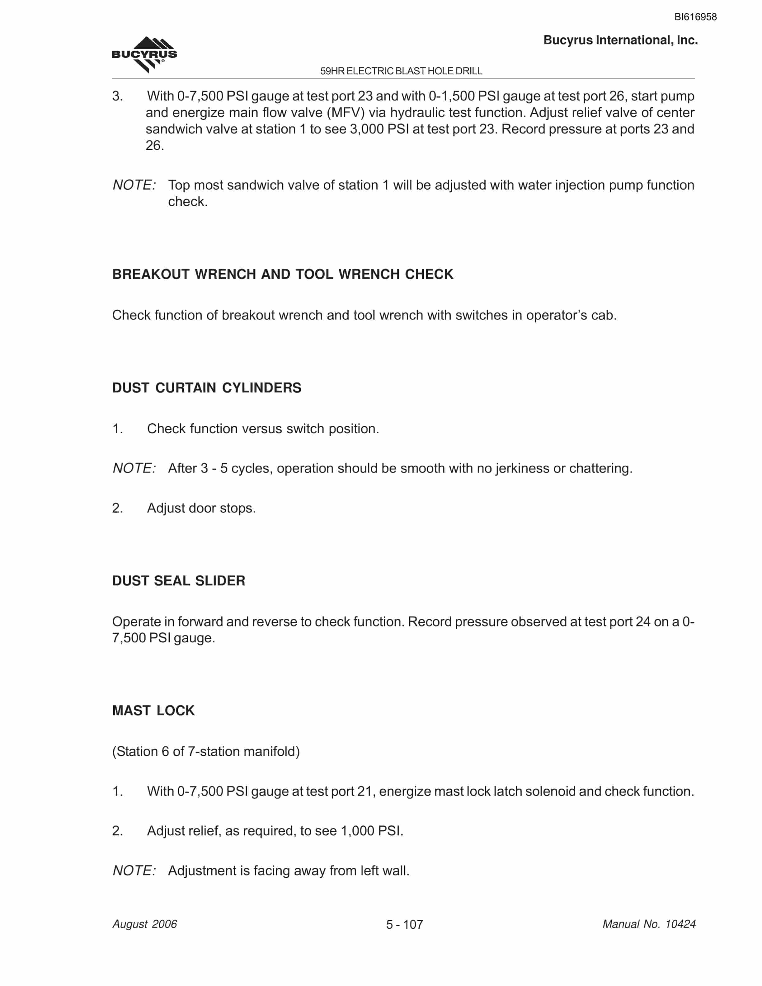 Bucyrus 59HR Blast Hole Drill Maintenance And Operation Manual BI616958-4