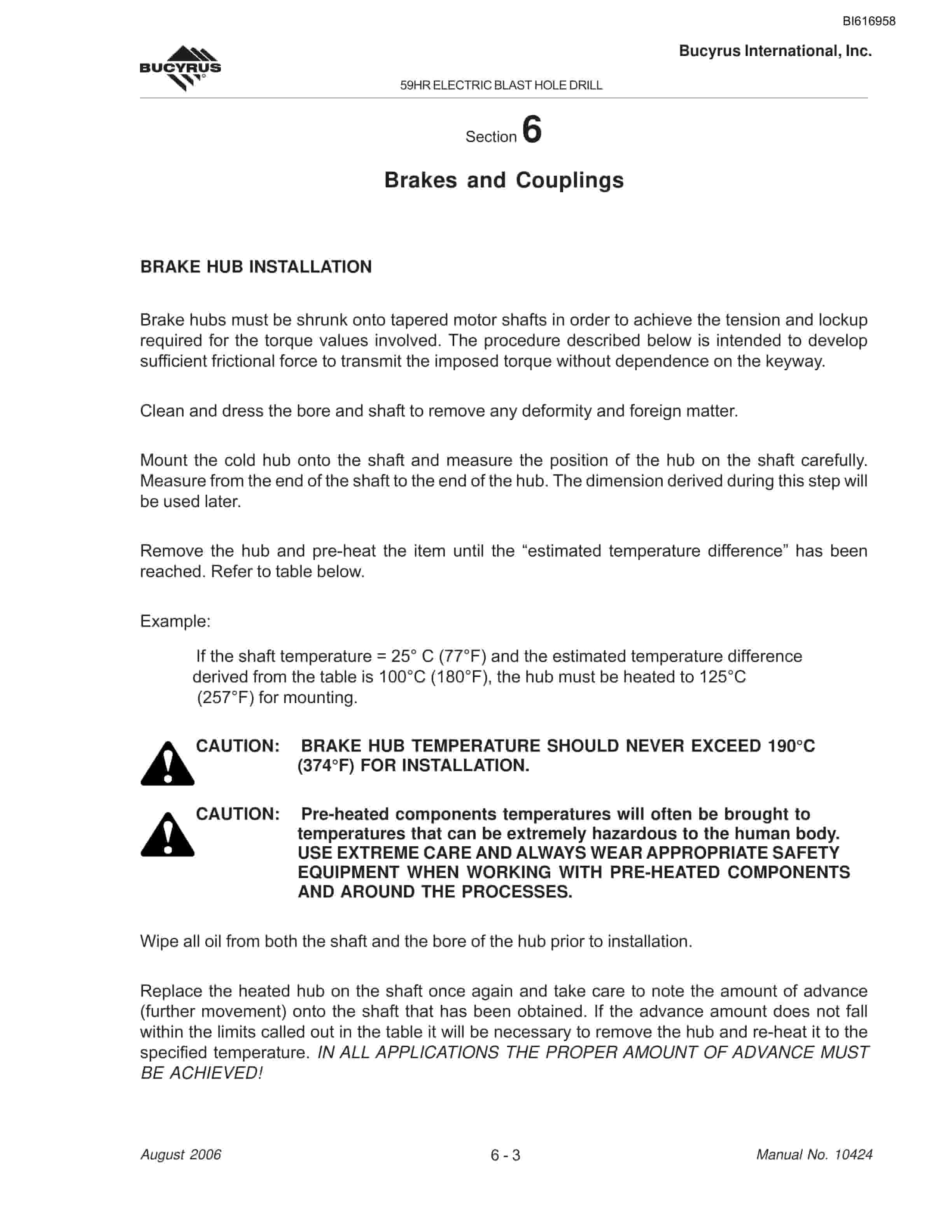 Bucyrus 59HR Blast Hole Drill Maintenance And Operation Manual BI616958-5