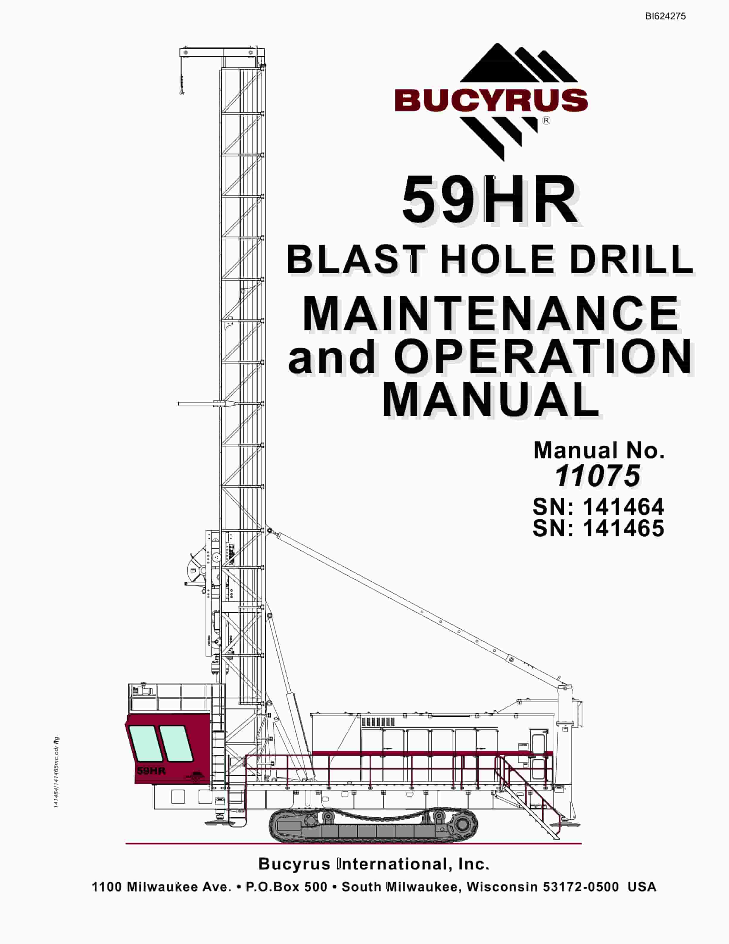 Bucyrus 59HR Blast Hole Drill Maintenance And Operation Manual BI624275
