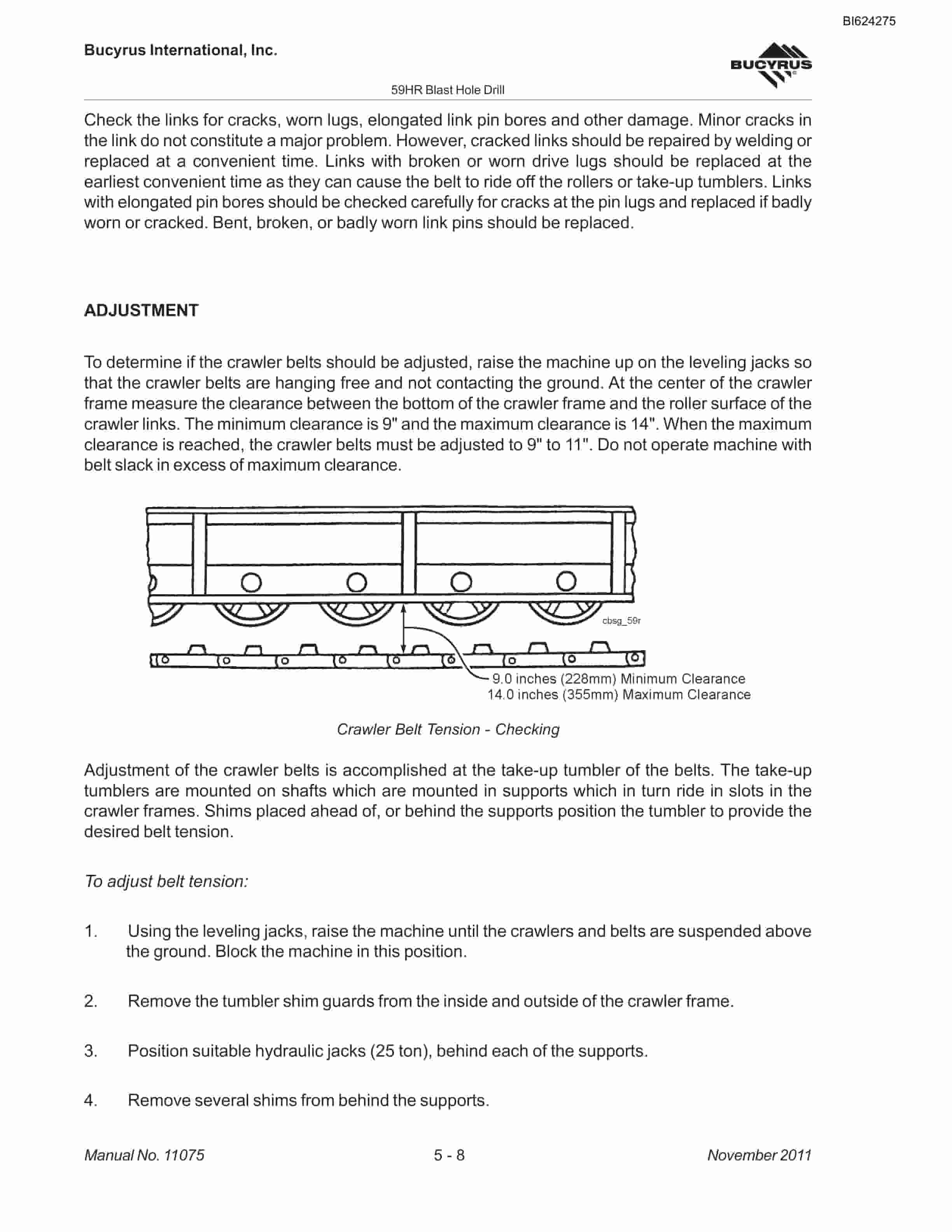 Bucyrus 59HR Blast Hole Drill Maintenance And Operation Manual BI624275-2