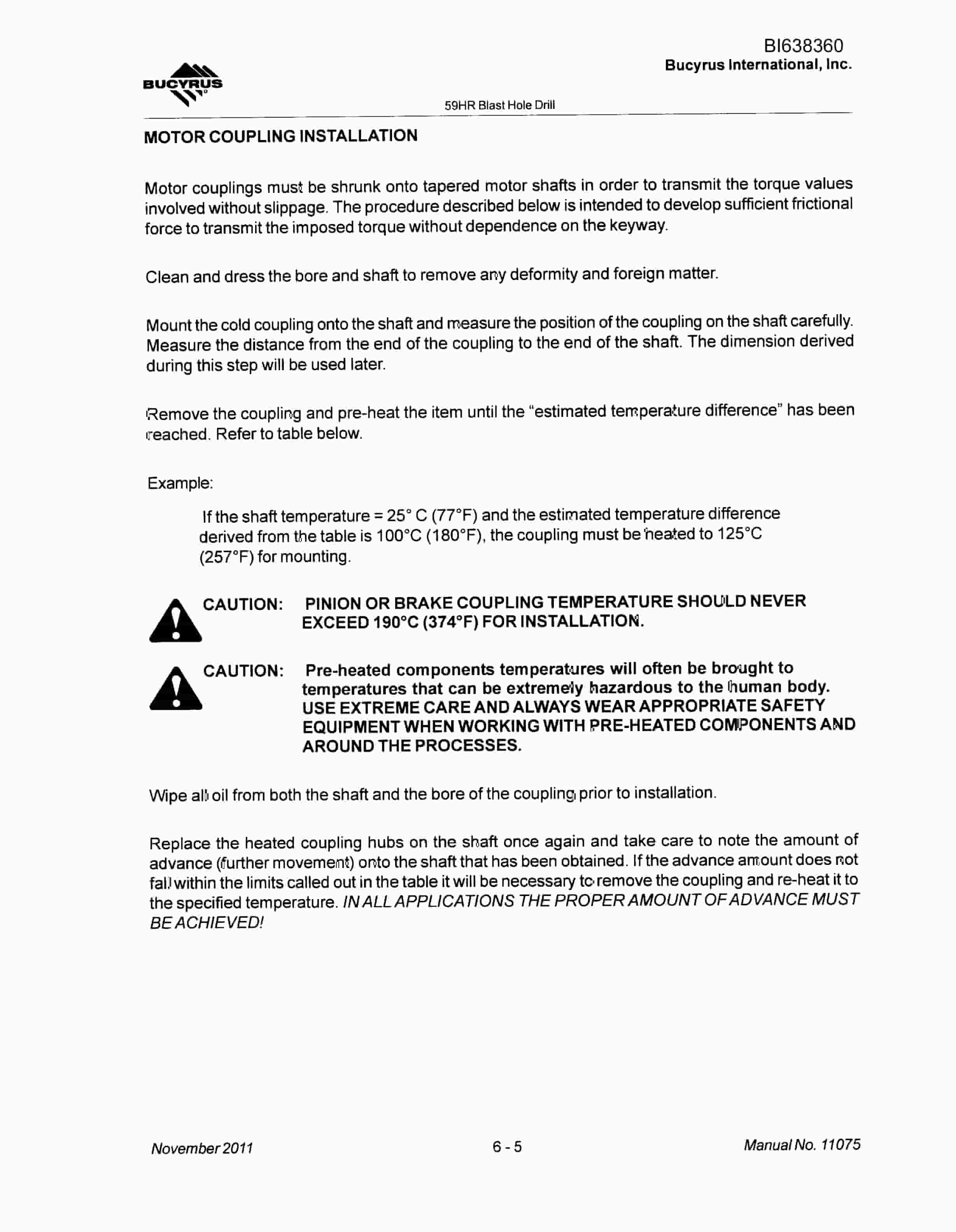 Bucyrus 59HR Blast Hole Drill Maintenance And Operation Manual BI638360-5