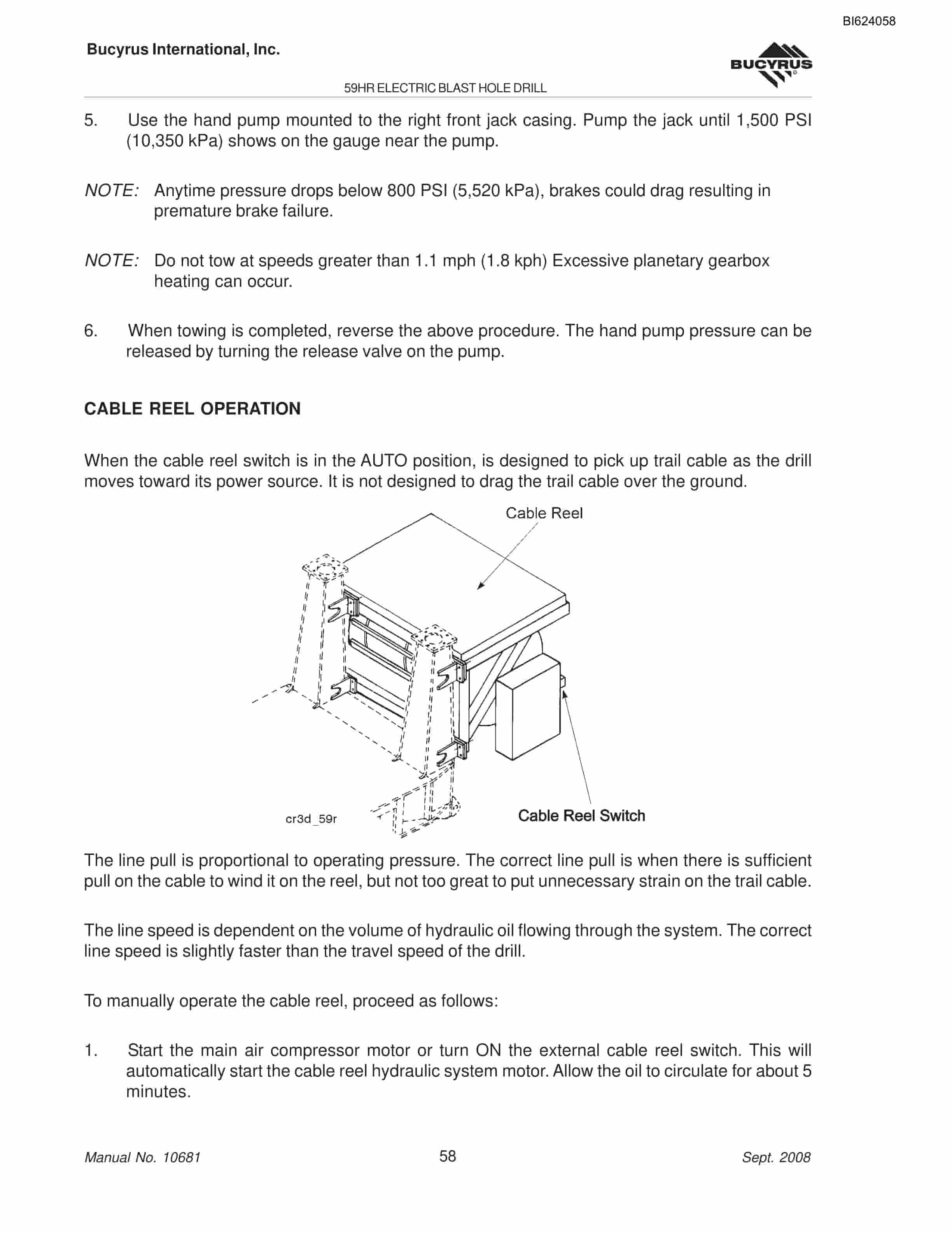 Bucyrus 59HR Blast Hole Drill Operators Manual BI624058-2