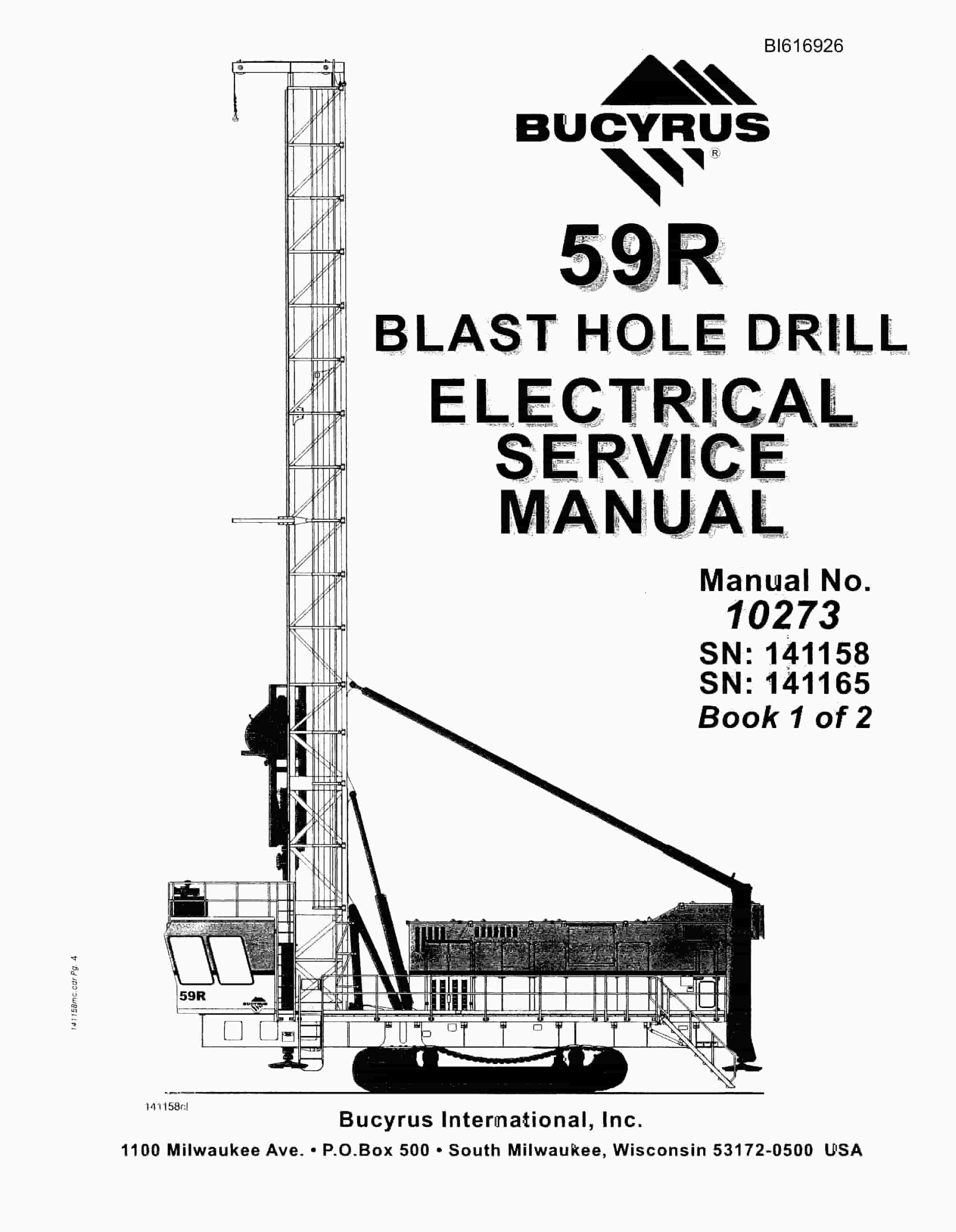 Bucyrus 59R Blast Hole Drill Electrical Service Manual BI616926 Book 1