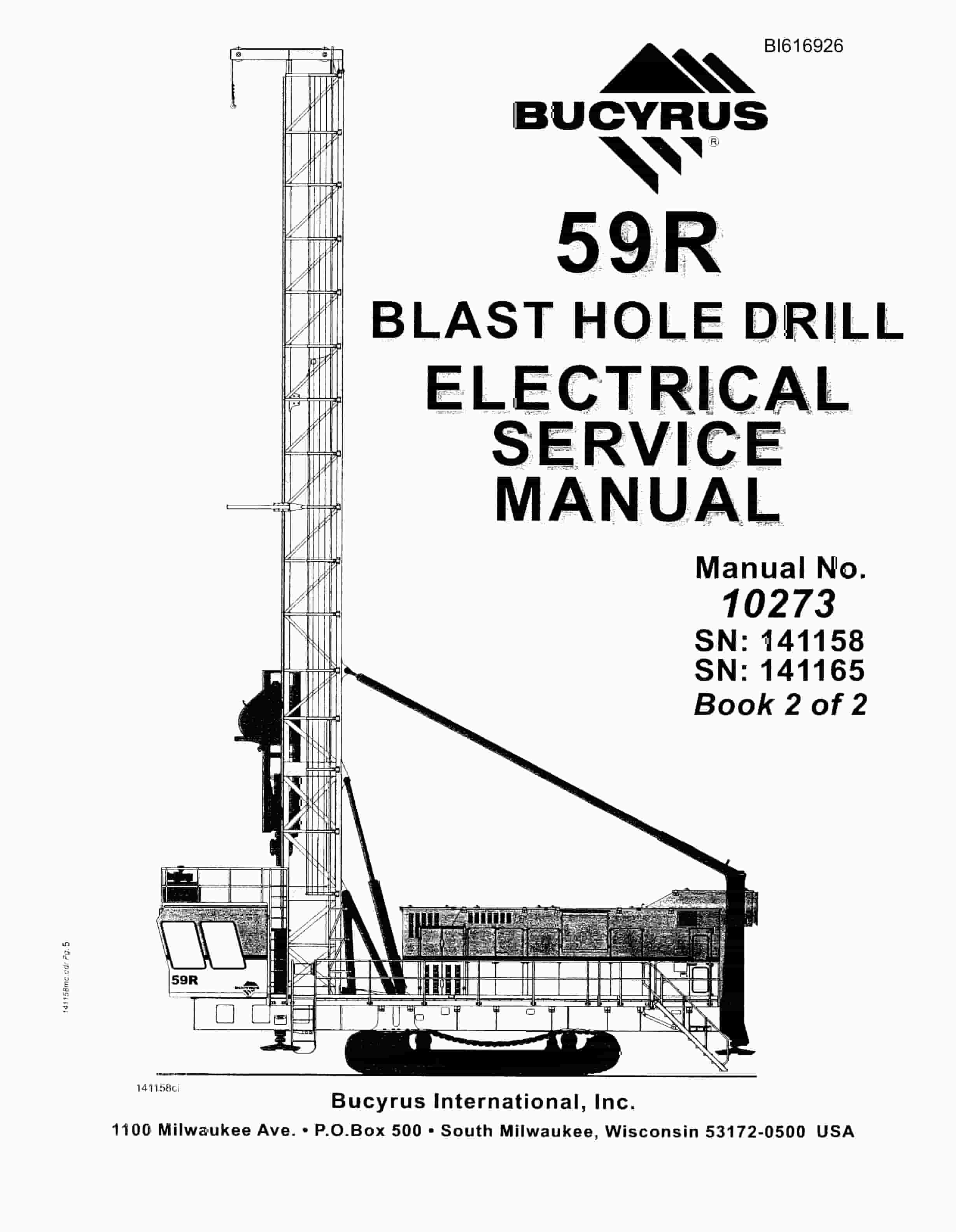 Bucyrus 59R Blast Hole Drill Electrical Service Manual BI616926 Book 2