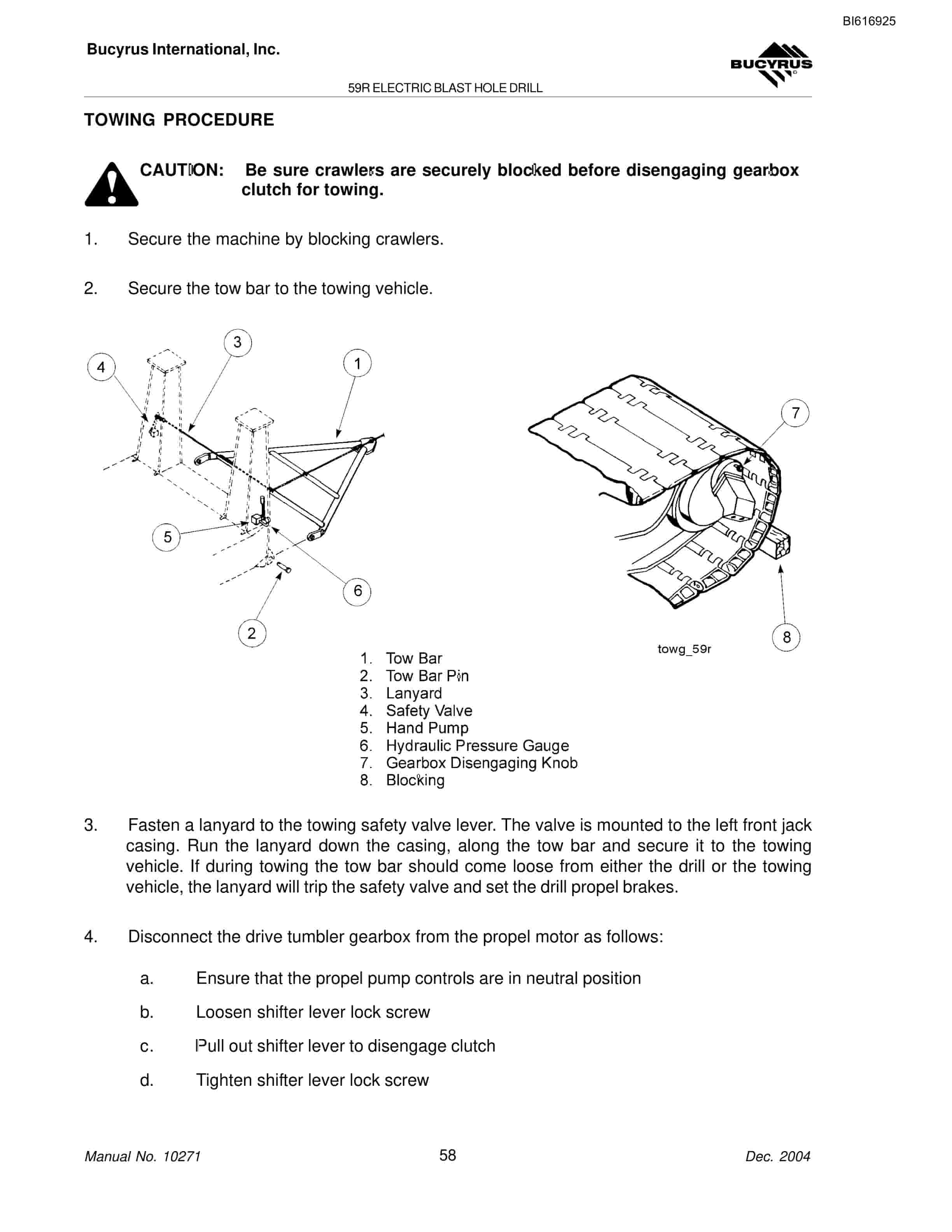 Bucyrus 59R Blast Hole Drill Operators Manual BI616925-2