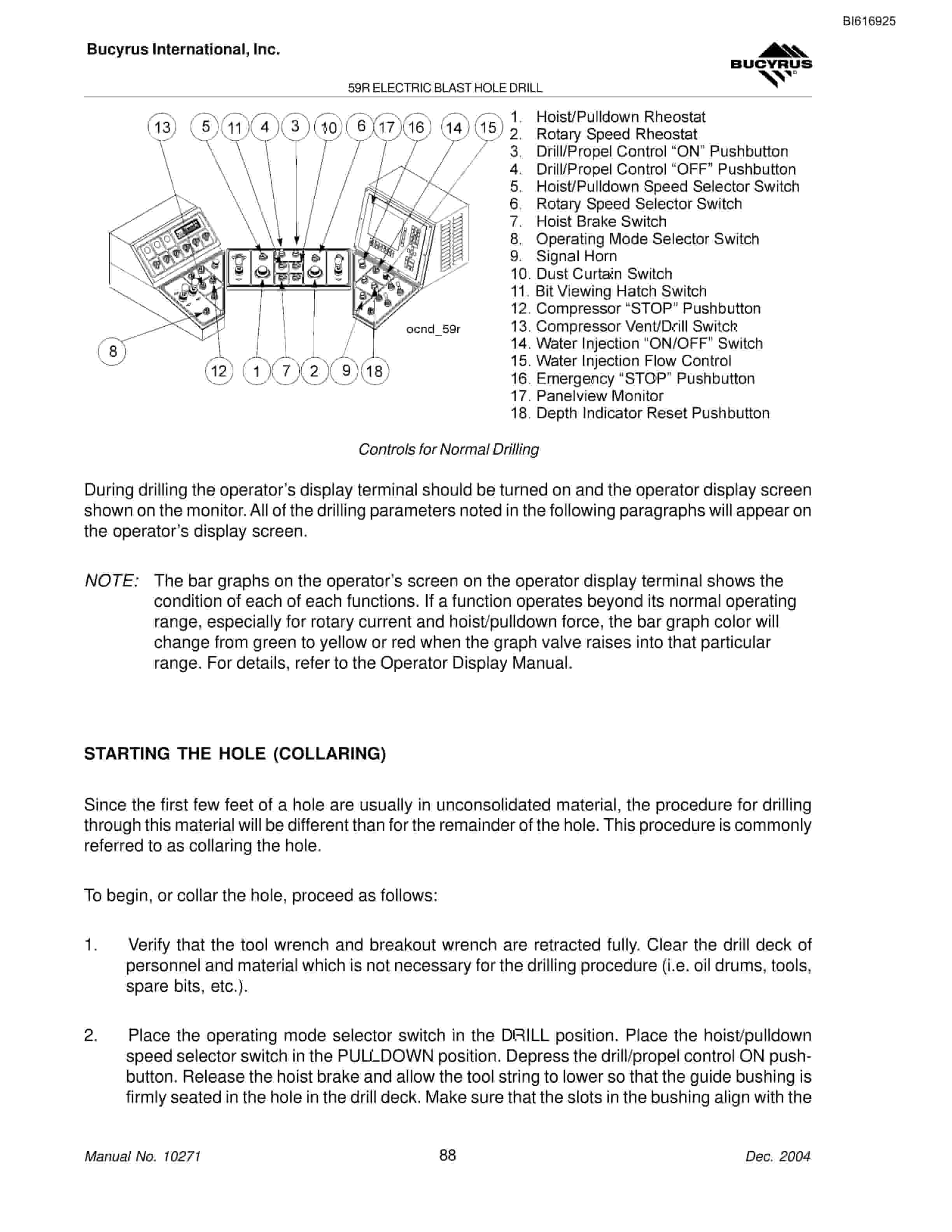 Bucyrus 59R Blast Hole Drill Operators Manual BI616925-4