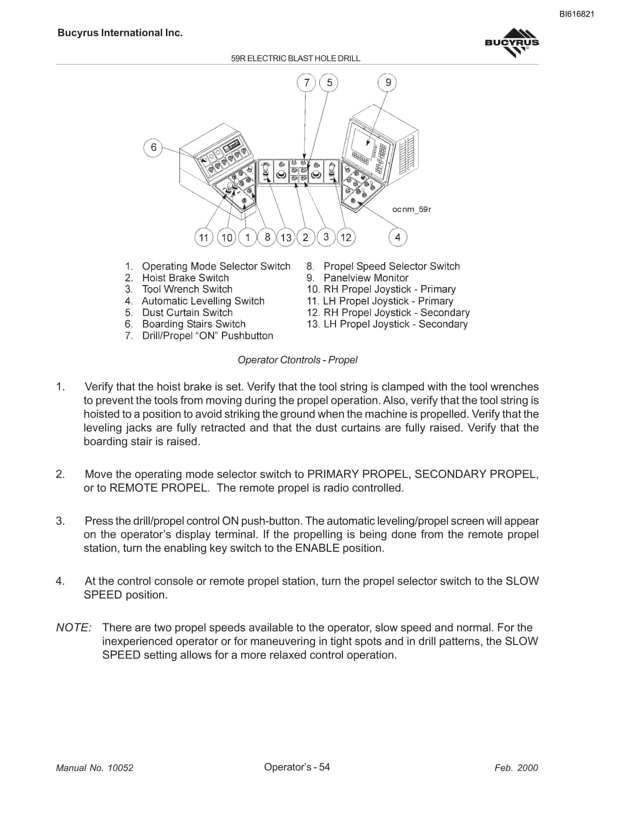 Bucyrus 59R Blast Hole Drill Technical Manual BI616821-2
