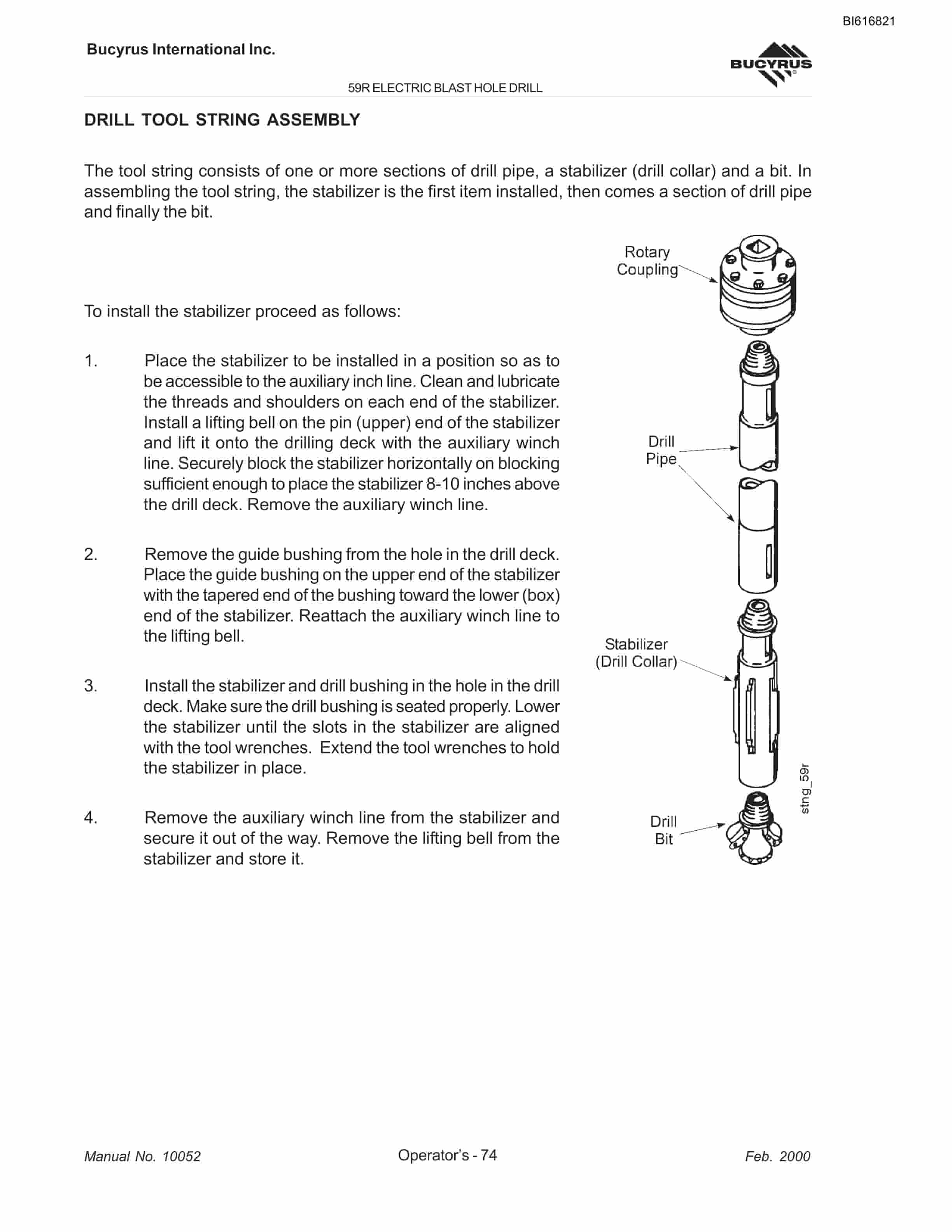 Bucyrus 59R Blast Hole Drill Technical Manual BI616821-3