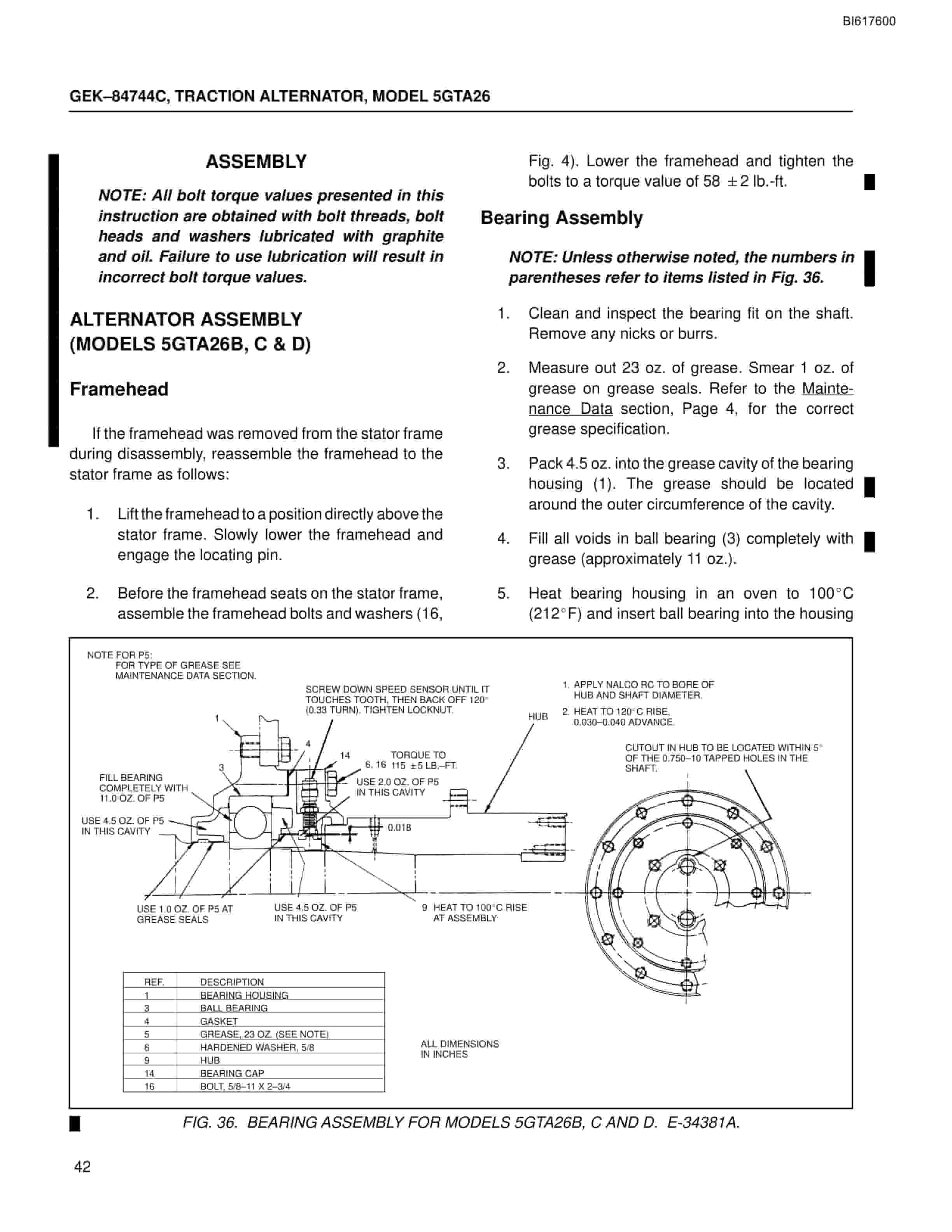 Bucyrus 5GTA26 Traction Alternator Technical Manual BI617600-2