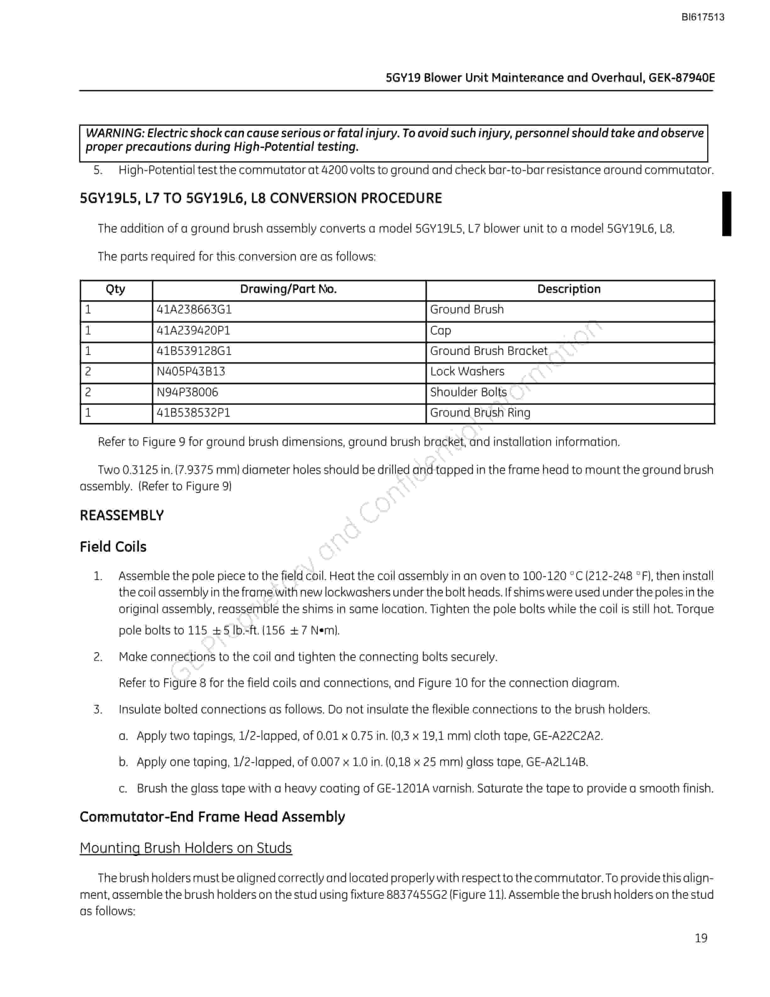 Bucyrus 5GY19 Blower Unit Technical Manual BI617513-2