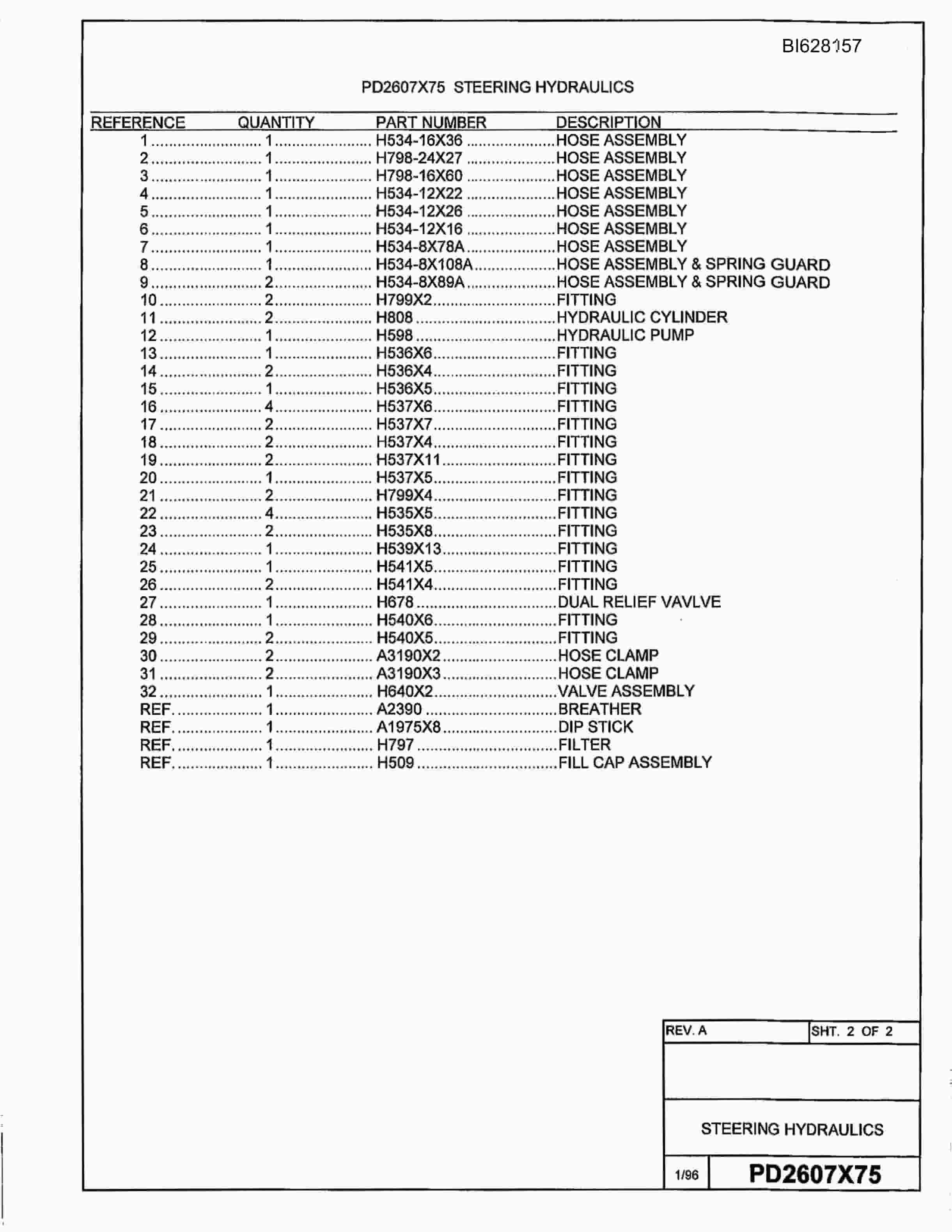 Bucyrus 601 Parts Catalog BI628157-2