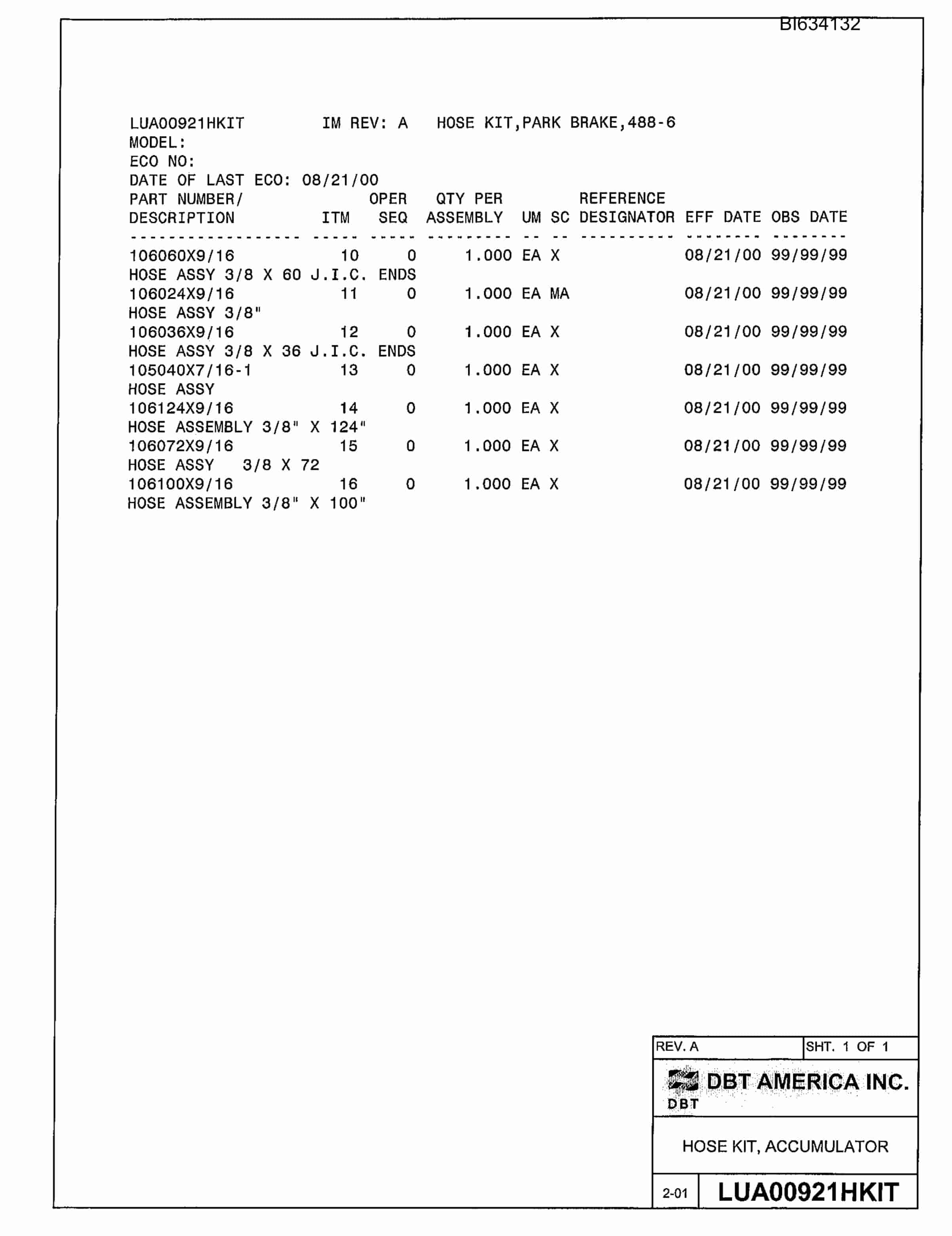 Bucyrus 602 Parts Catalog BI634132-2