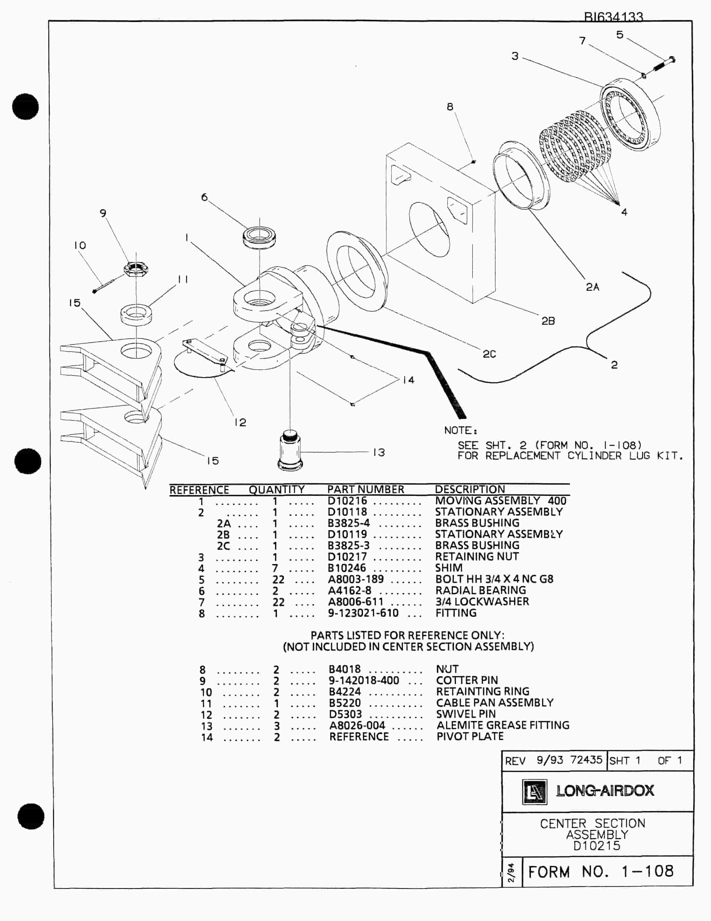 Bucyrus 603 Parts Catalog BI634133-3